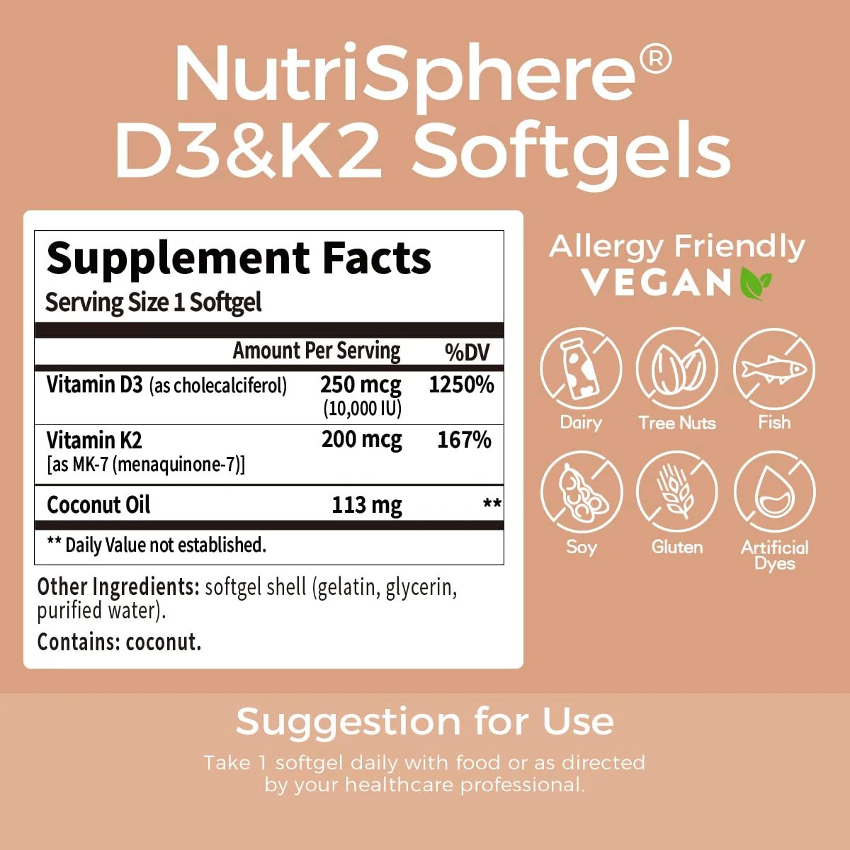 NutriSphere Vitamin D3 and K2 MK-7 – 365 Softgels, 10,000 IU D3 / 200 mcg K2 MK-7 - Image 5