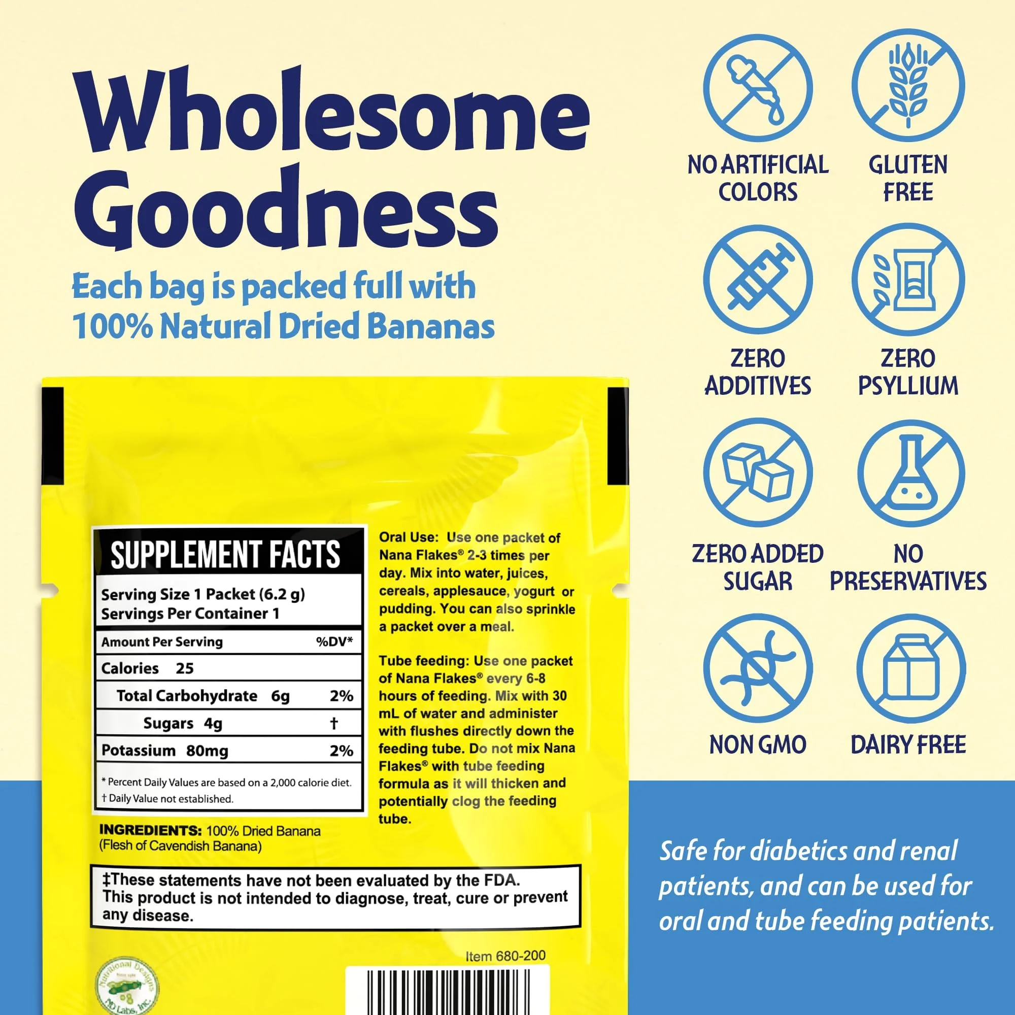 Nutritional Designs Nana Flakes Banana Powder – 50 Single-Serve Packs, Natural Banana Flakes Medical Food - Image 5