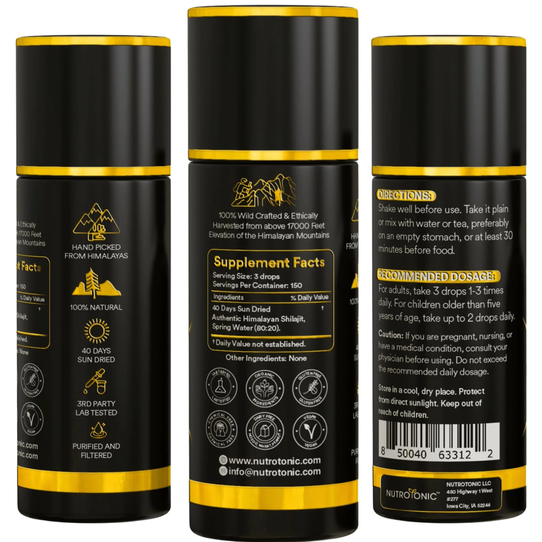 NutroTonic® Himalayan Shilajit Liquid Drops – 86% Fulvic, 10% Humic, Gold A+ (20ml) - Image 7