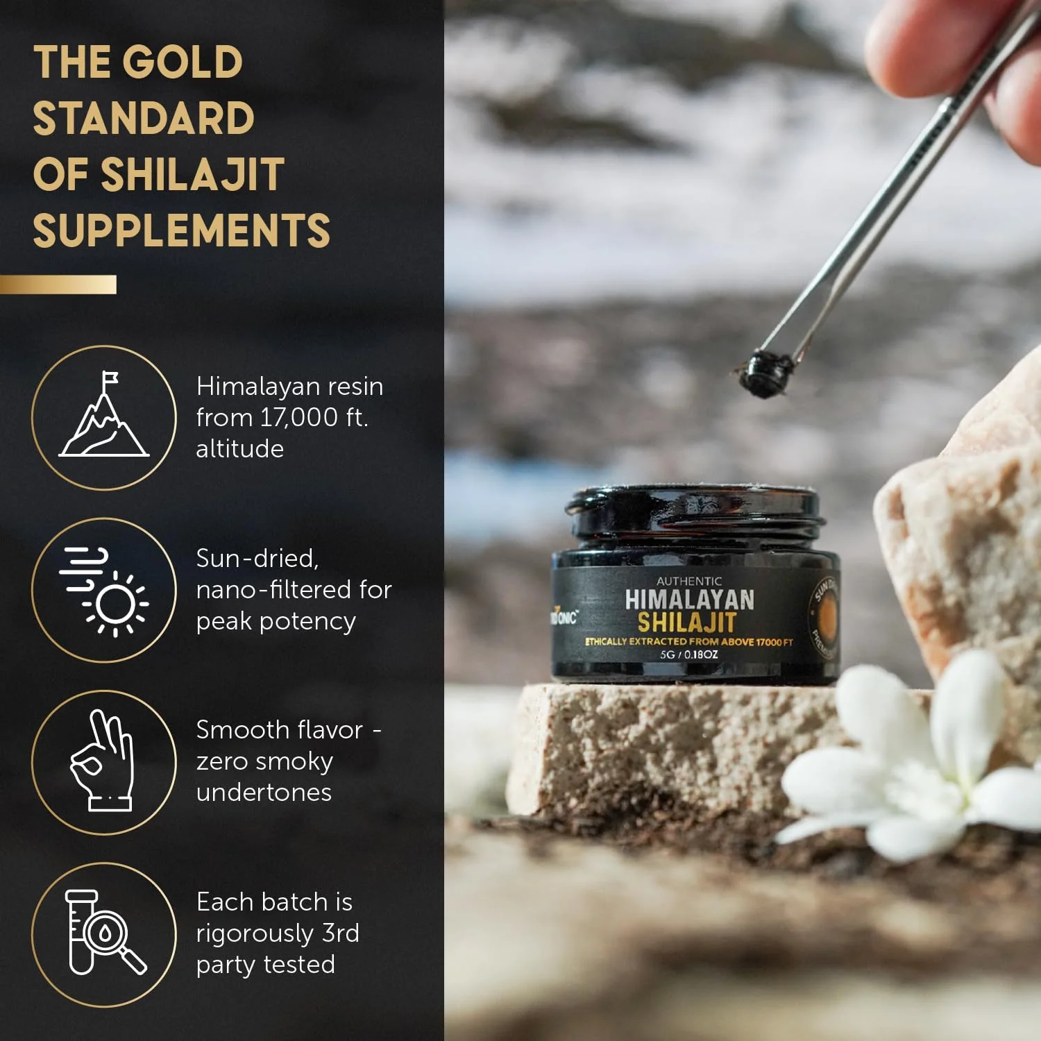 NutroTonic Himalayan Shilajit Resin – Gold Grade 86% Fulvic Acid – 5g Jar - Image 3