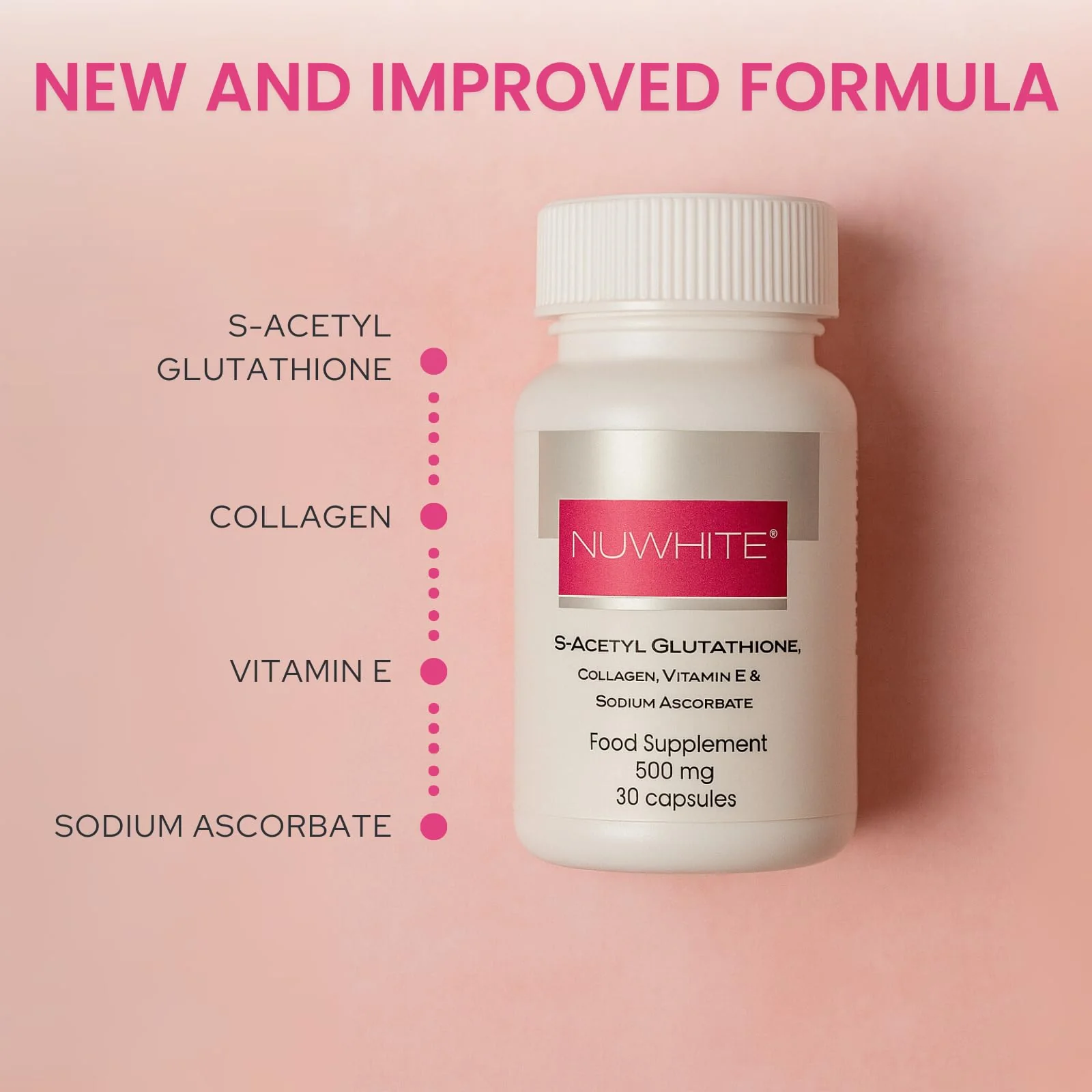 NuWhite S-Acetyl Glutathione 30 Capsules – New Improved Formula for Radiant Skin - Image 3