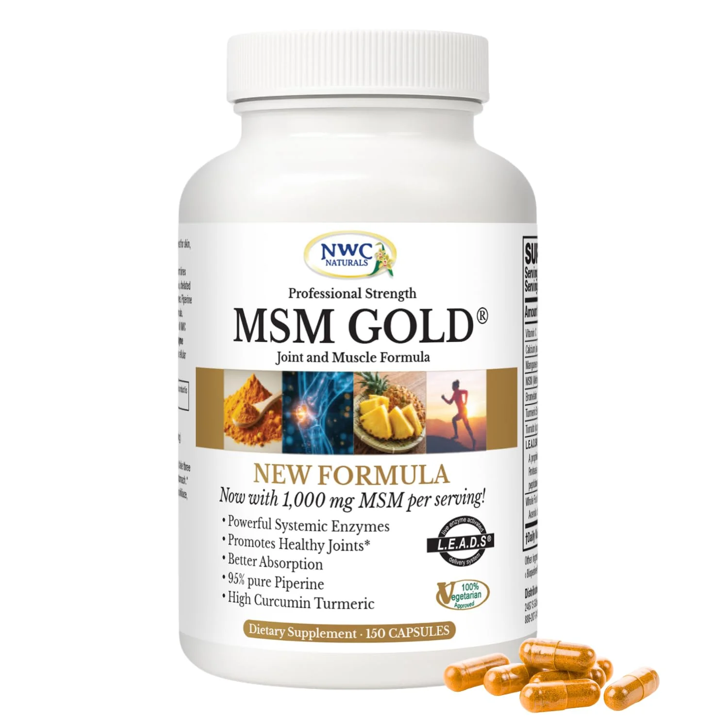 NWC Naturals MSM Gold – Systemic Enzyme + Turmeric, Lycopene & BioPerine for Joint & Muscle Support - Image 19
