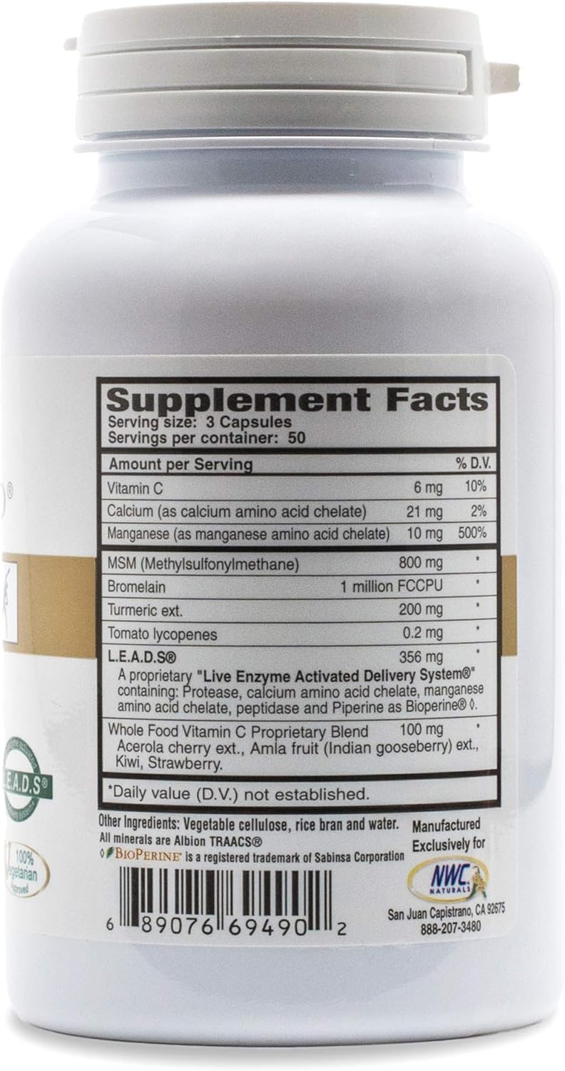 NWC Naturals MSM Gold – Systemic Enzyme + Turmeric, Lycopene & BioPerine for Joint & Muscle Support - Image 2
