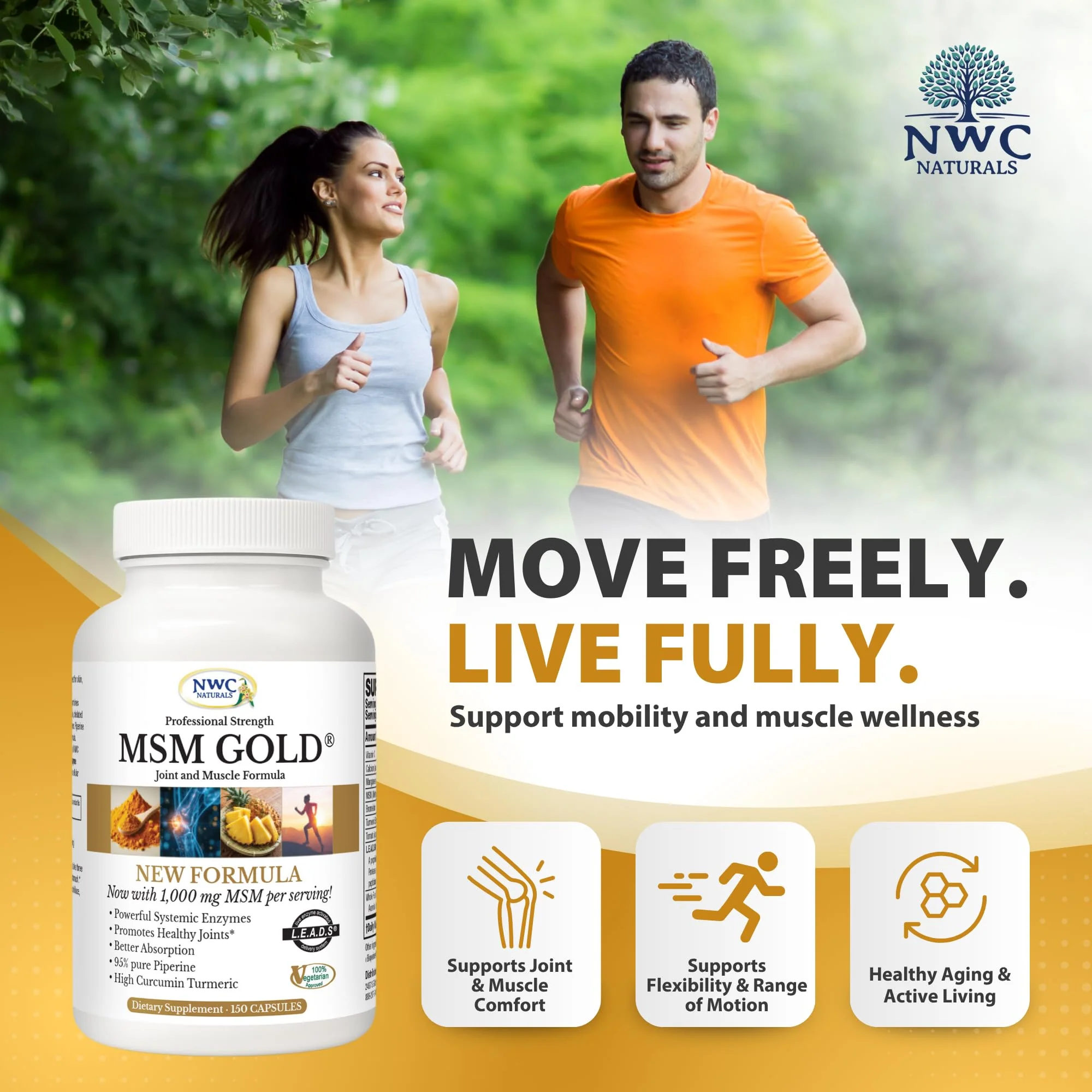 NWC Naturals MSM Gold – Systemic Enzyme + Turmeric, Lycopene & BioPerine for Joint & Muscle Support - Image 21