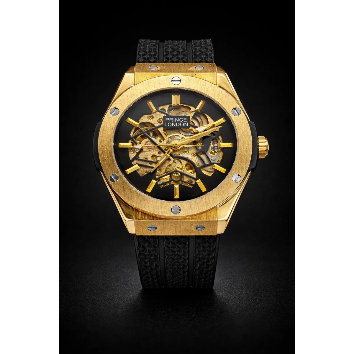 NYL Mens Fashion Automatic Rubber Mechanical Dial Analogue Silver Rubber Strap Watch NY London