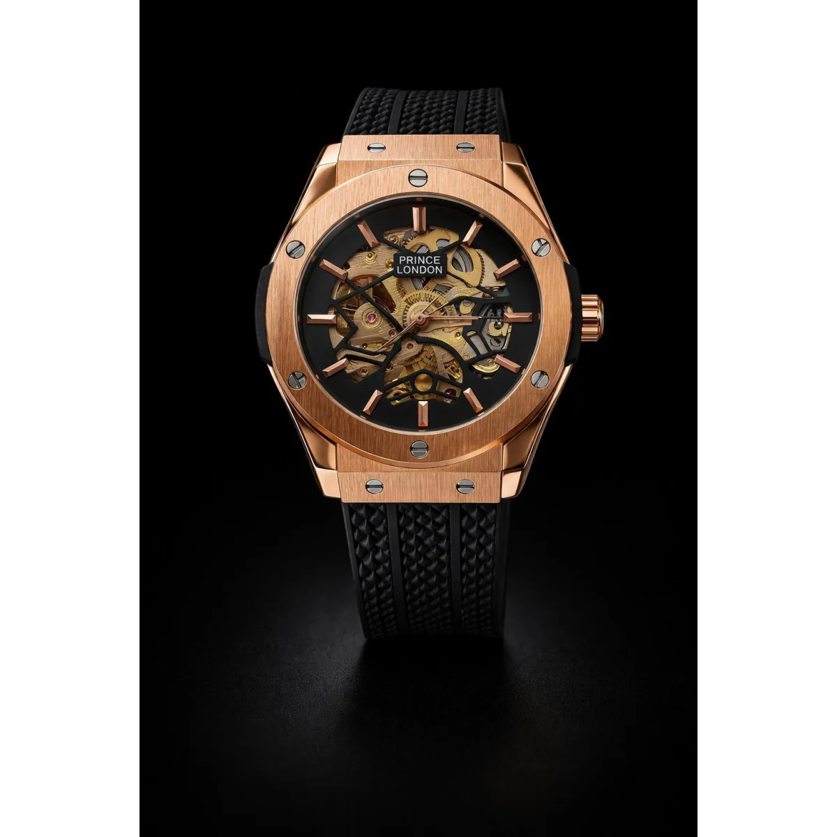 NYL Mens Fashion Automatic Rubber Mechanical Dial Analogue Silver Rubber Strap Watch NY London - Image 2
