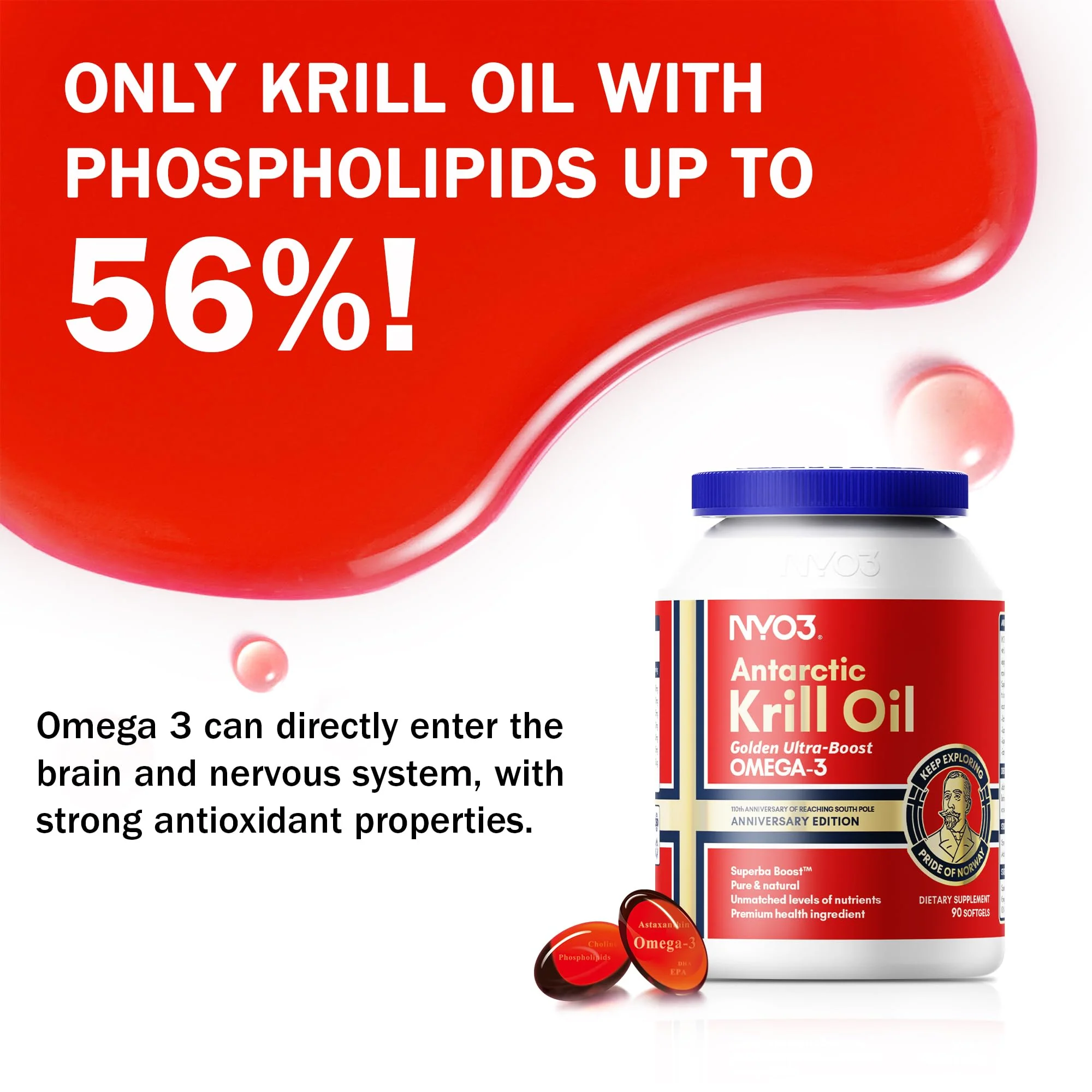 NYO3 Krill Oil 1500mg Omega-3 | 225mg EPA & 105mg DHA | 90 Softgels - Image 16