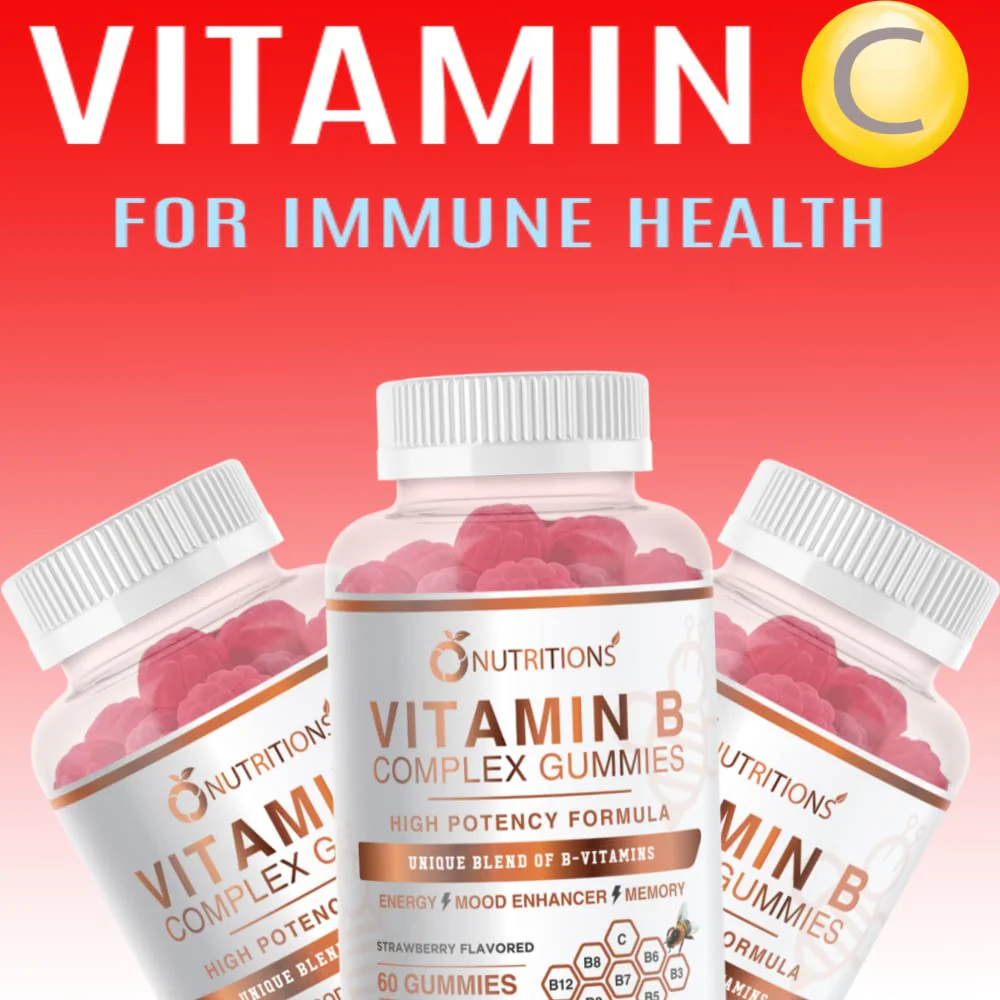 O NUTRITIONS Vitamin B Complex Vegan Gummies with Vitamin B12, B7 as Biotin, B6, B3 as Niacin, B5, B6, B8, B9 as Folate for Stress, Energy and Healthy Immune System (2 Pack) - Image 10