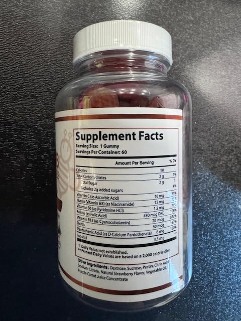 O NUTRITIONS Vitamin B Complex Vegan Gummies with Vitamin B12, B7 as Biotin, B6, B3 as Niacin, B5, B6, B8, B9 as Folate for Stress, Energy and Healthy Immune System (2 Pack) - Image 4