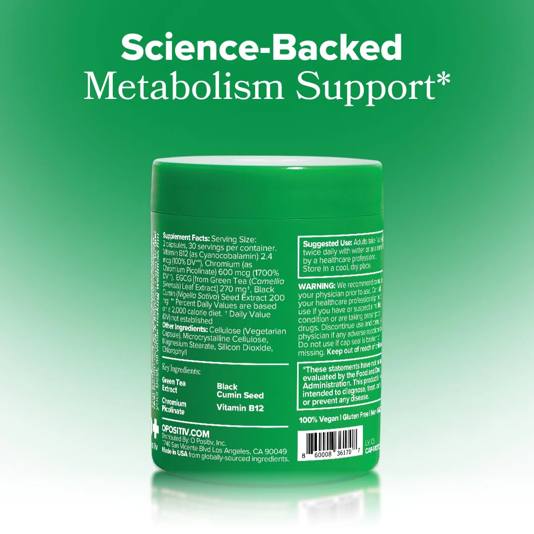 O Positiv Moto Women's Metabolism Support - Energy, Cravings, Vegan Capsules (30 Servings) - Image 8