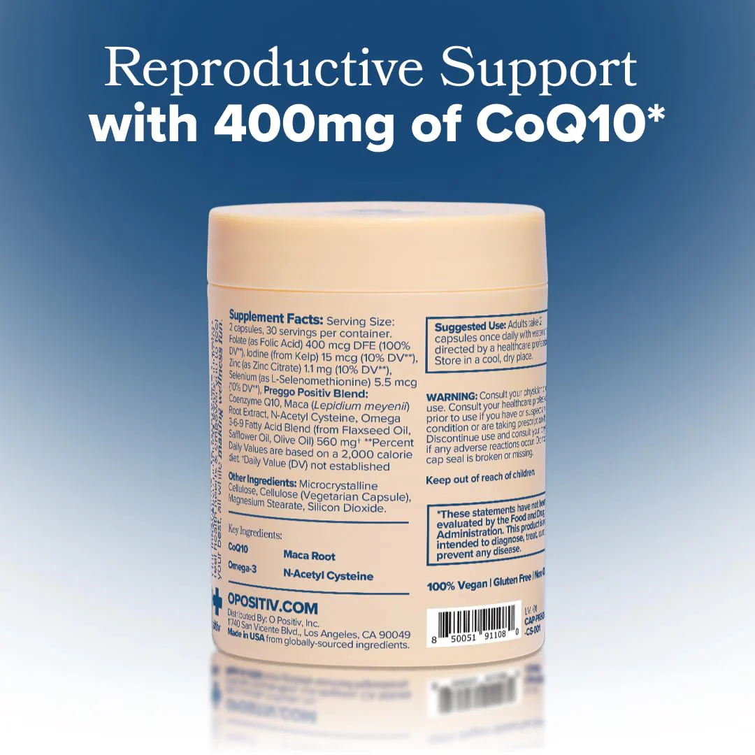 O Positiv Prego Conception Support Capsules – OBGYN-Formulated Prenatal Vitamins with CoQ10 & N-Acetyl Cysteine | 60 Ct - Image 16
