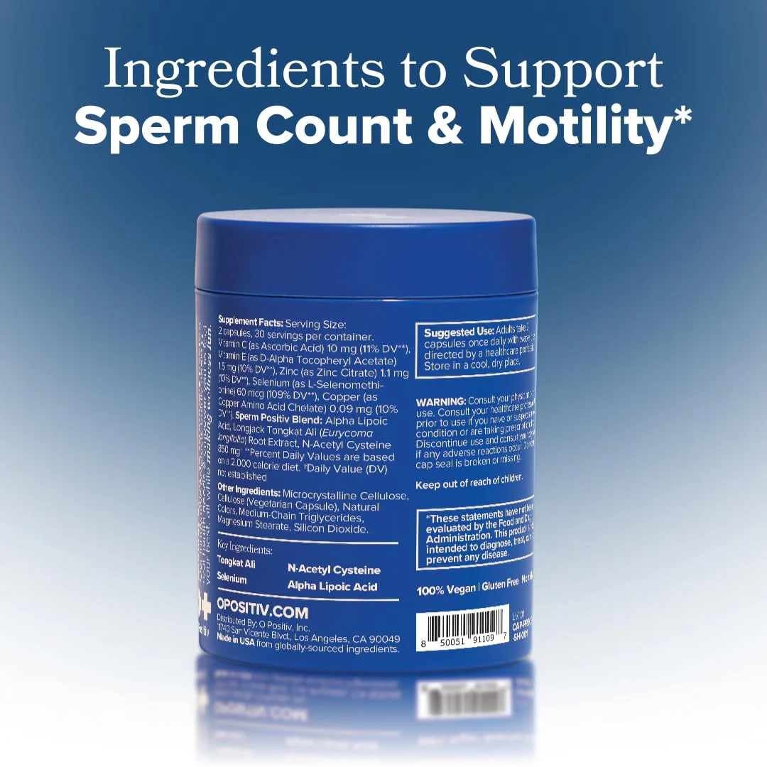 O Positiv Prego Sperm Health Capsules for Men – OBGYN-Formulated with Tongkat Ali, NAC & Alpha Lipoic Acid (60 Count) - Image 8