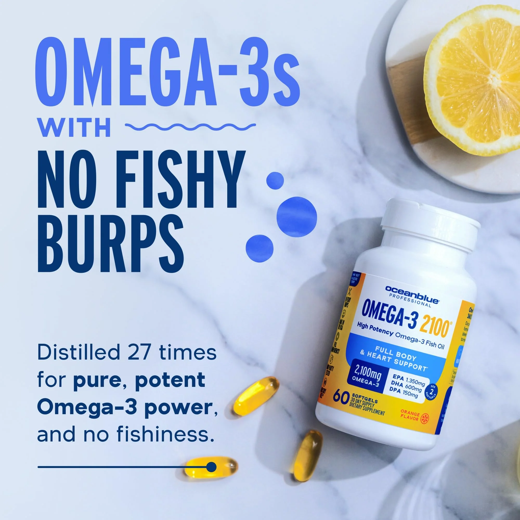Oceanblue Omega-3 2100 — Triple-Strength Burpless Fish Oil (180 Softgels, Orange) - Image 4