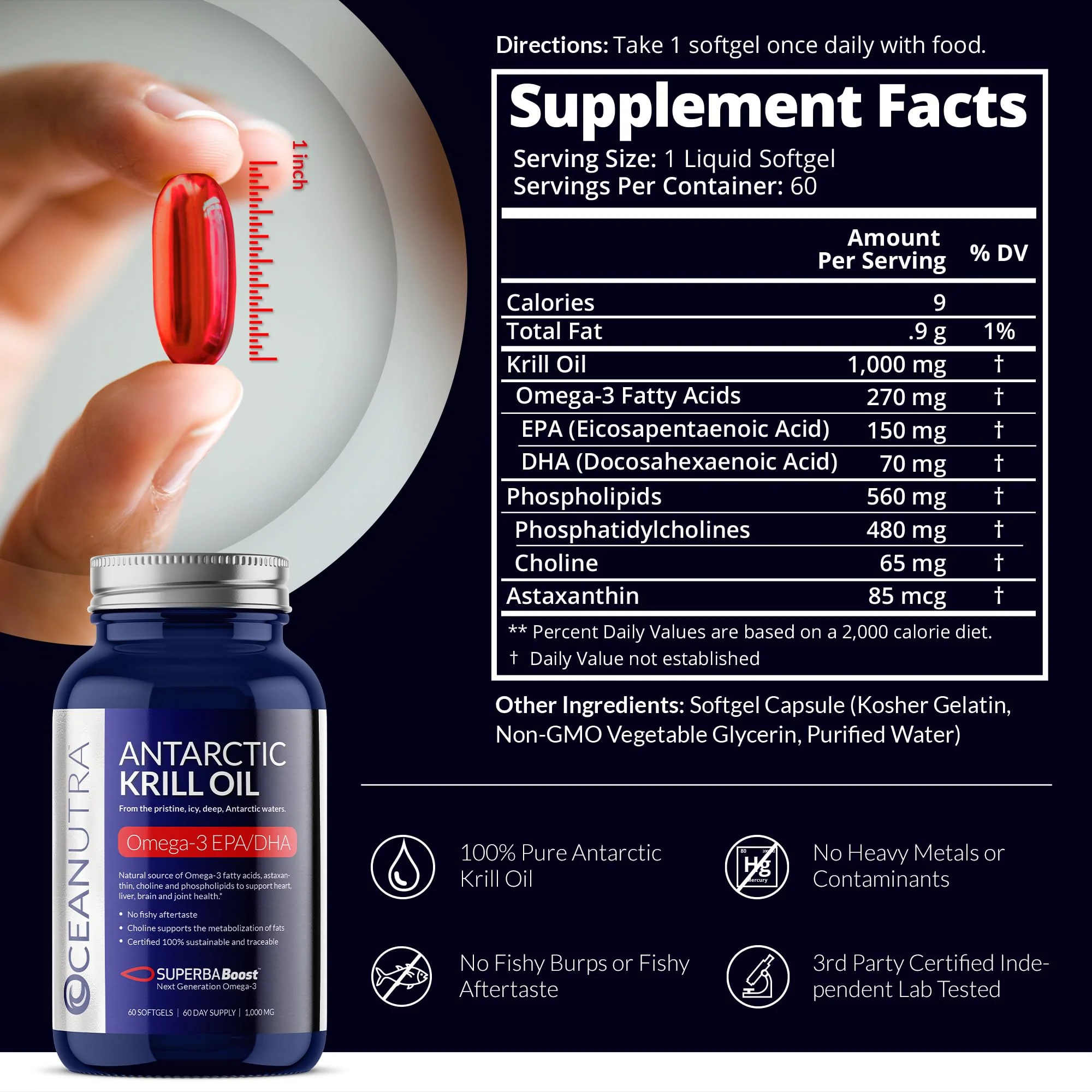 Oceanutra 100% Pure Krill Oil 1000mg – 56% Phospholipids, 60-Day Supply - Image 12