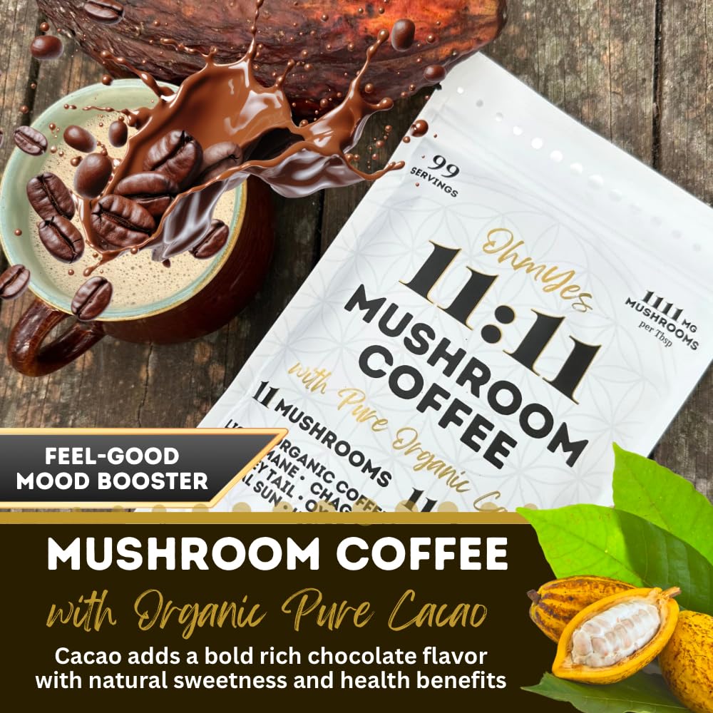 OhmYes 11 Mushroom Coffee + Cacao – Organic Nootropic Superfood Blend (7 oz) - Image 10