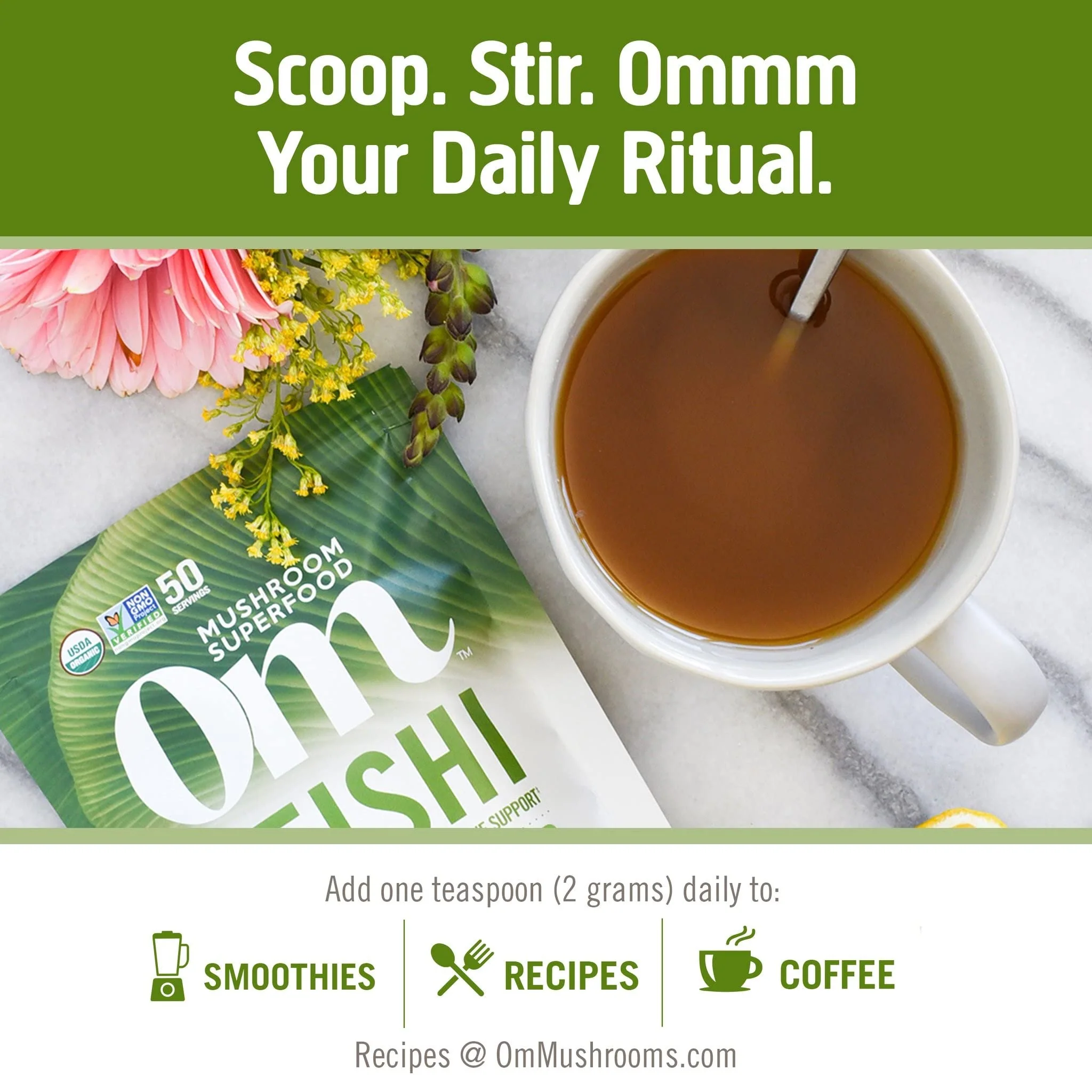 Om Mushroom Reishi Organic Powder – 100 Servings, Stress Relief & Immune Support - Image 5