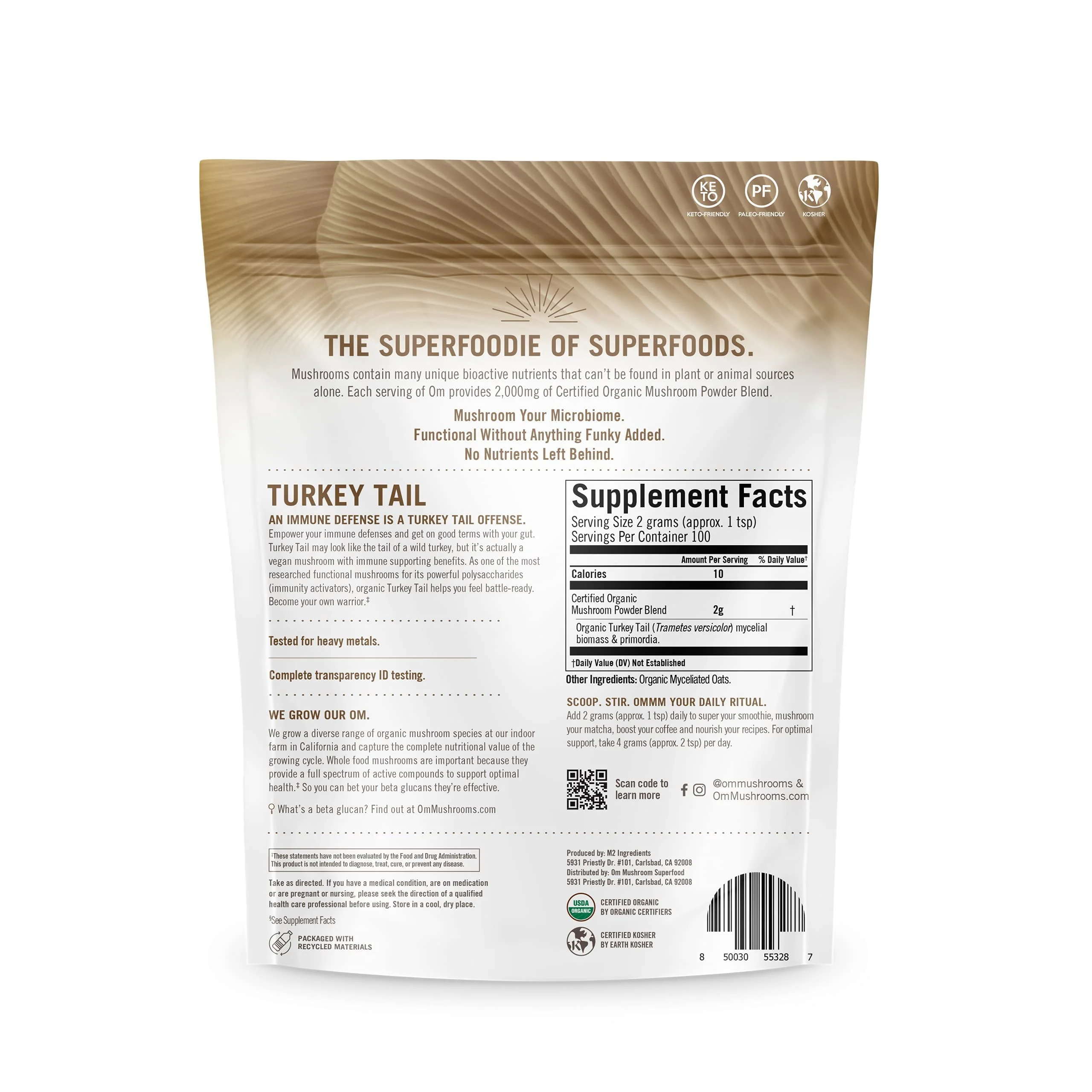 Om Mushroom Superfood Turkey Tail Organic Mushroom Powder – 7.05 oz, 100 Servings - Image 6
