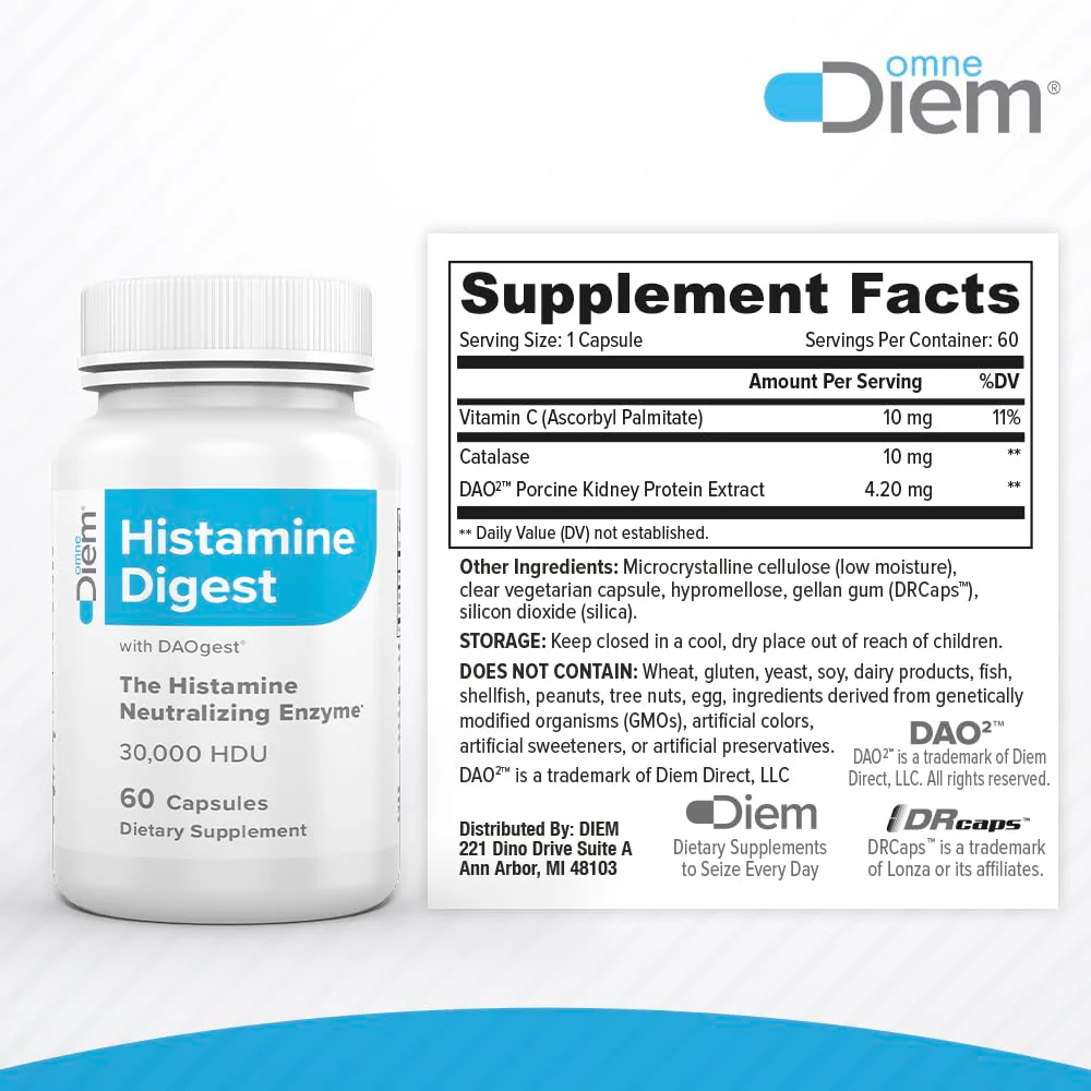 Omne Diem DAO 30,000 HDU – Histamine Digestive Enzyme | 60 Vegetarian Capsules - Image 2