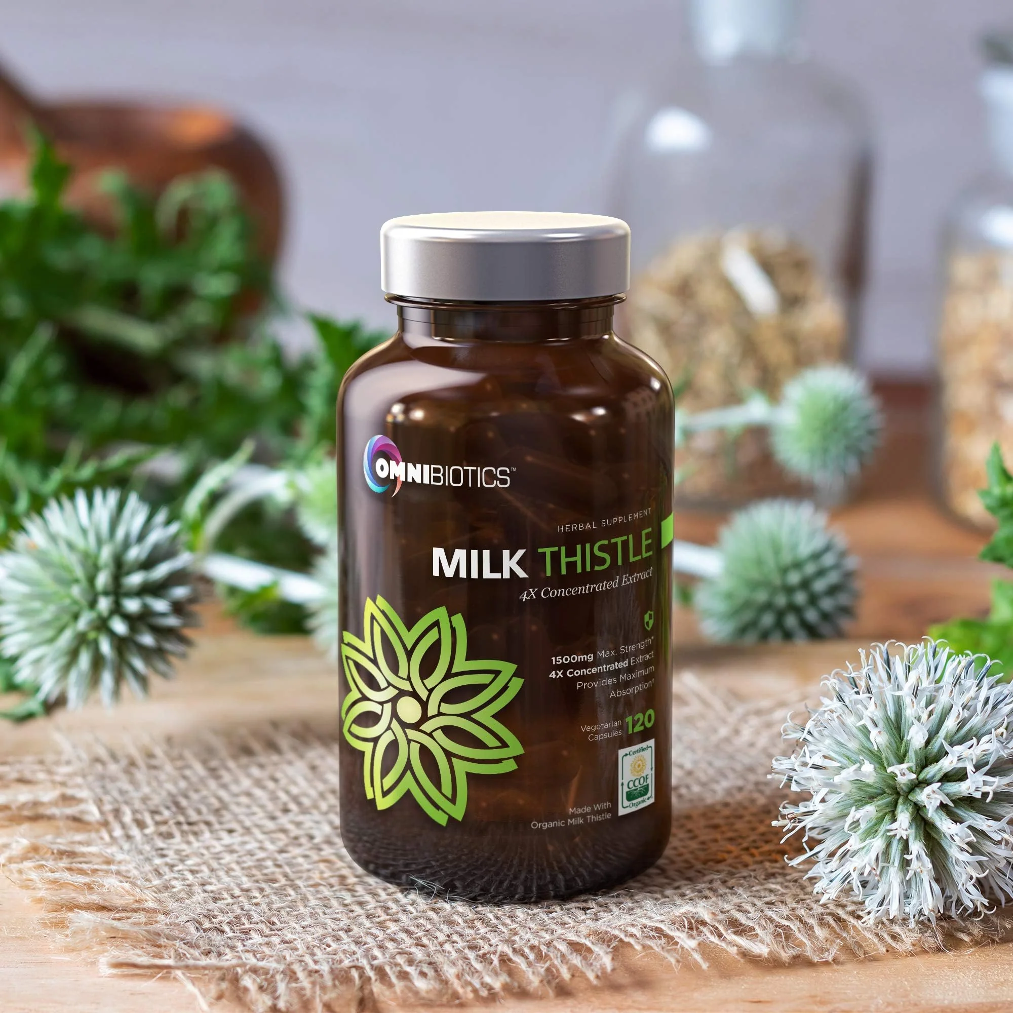 OmniBiotics Organic Milk Thistle 1500mg | 4X Concentrated Extract | 120 Vegan Capsules - Image 4
