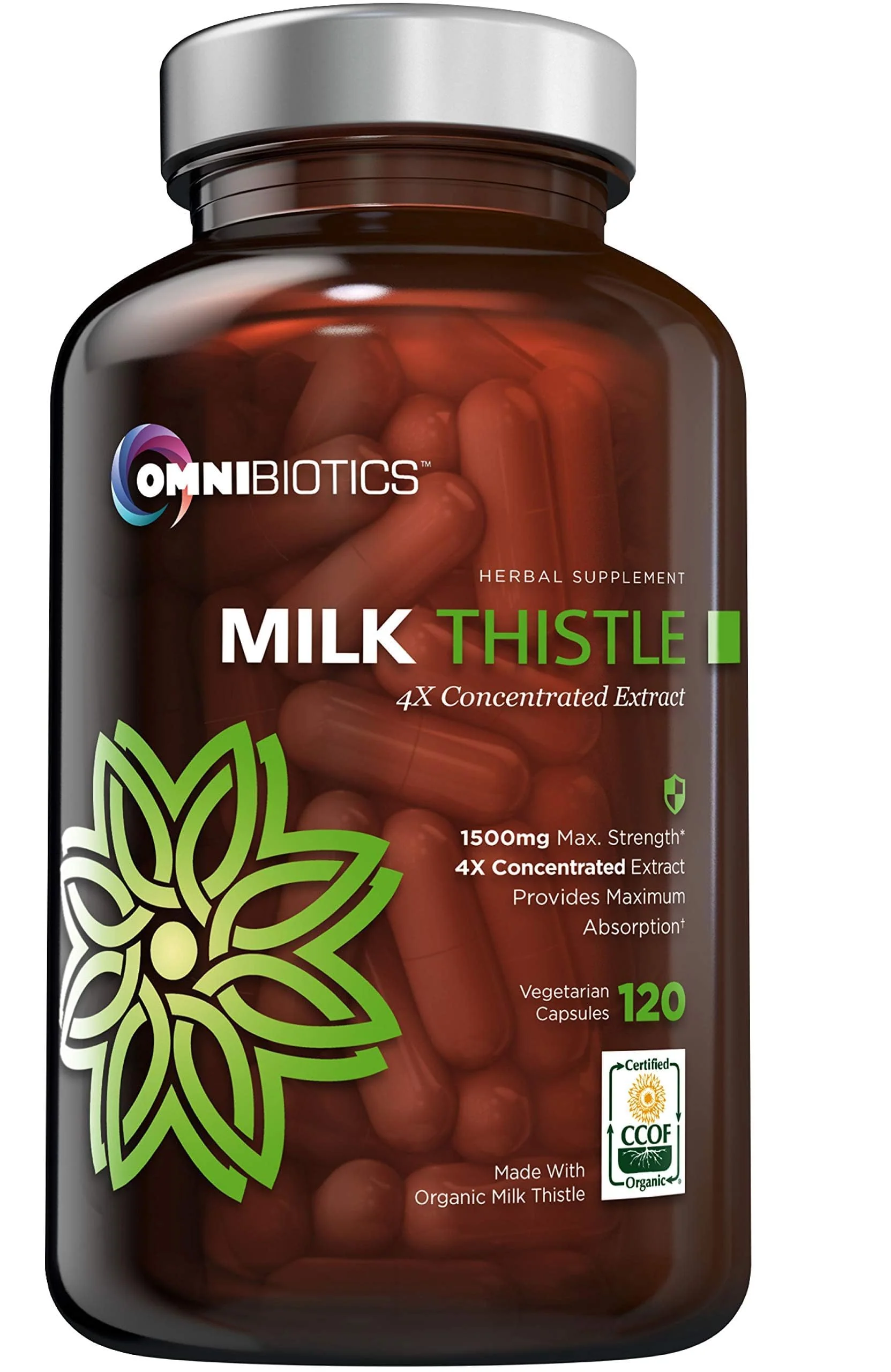 OmniBiotics Organic Milk Thistle 1500mg | 4X Concentrated Extract | 120 Vegan Capsules - Image 7