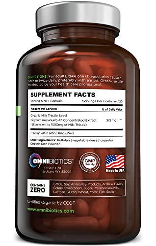 OmniBiotics Organic Milk Thistle 1500mg | 4X Concentrated Extract | 120 Vegan Capsules - Image 8