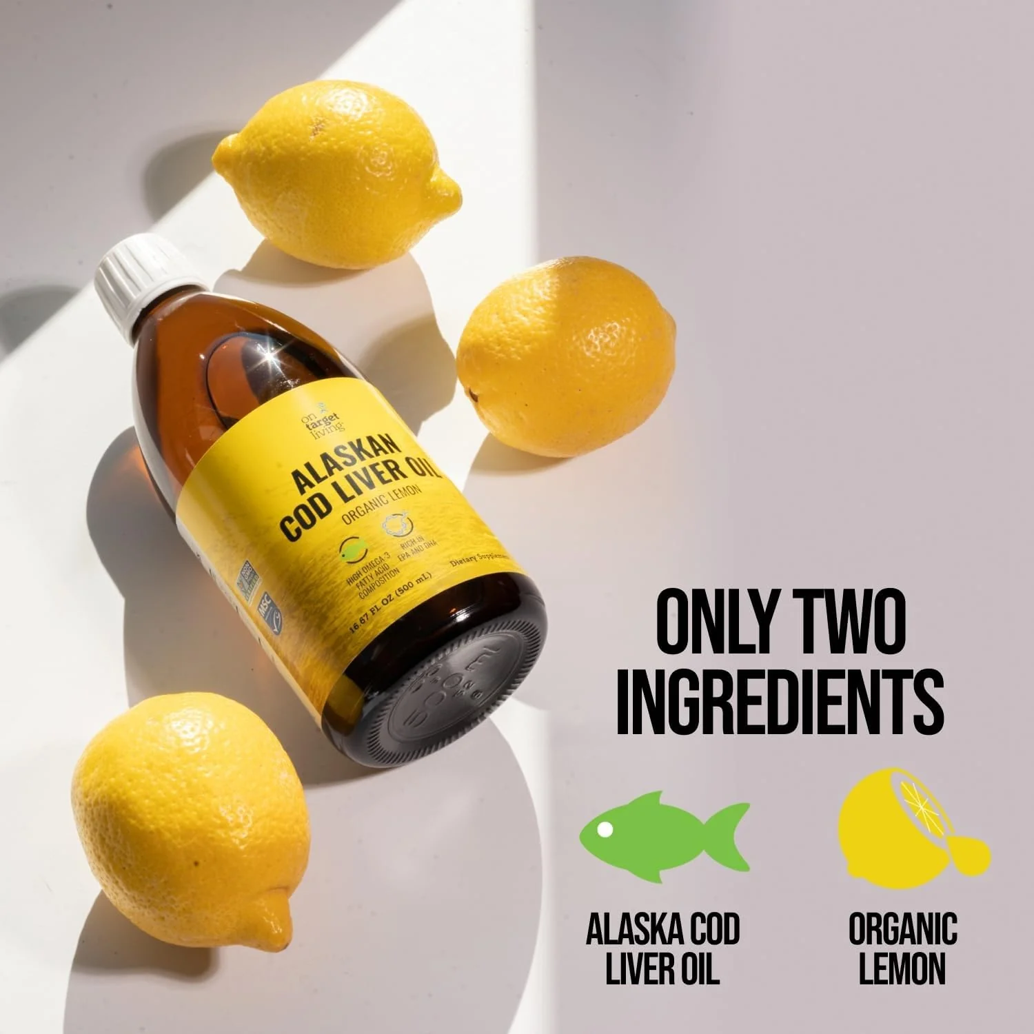On Target Living Alaskan Cod Liver Oil – Organic Lemon 16.67 oz | Line Caught USA | Vitamin D | Omega-3 DHA/EPA | Non-GMO - Image 5