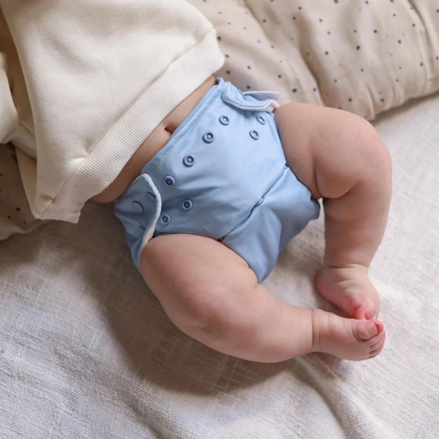 One Size All-In-One Reusable Cloth Nappy - Dusty Blue - Image 4