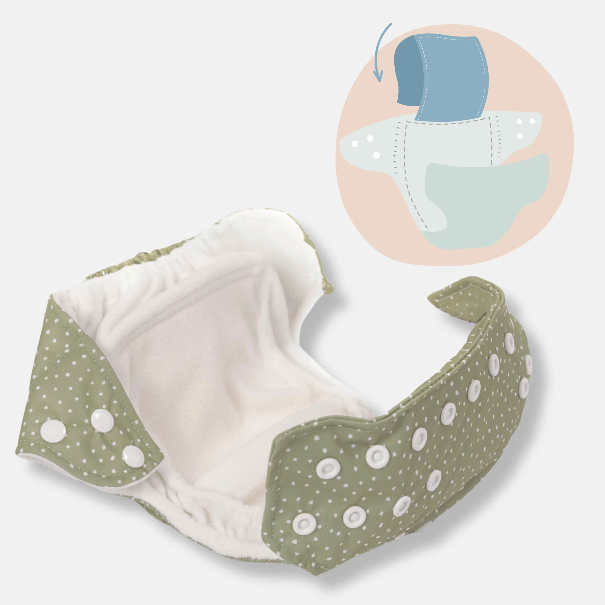One Size All-In-One Reusable Cloth Nappy - Dusty Blue - Image 6