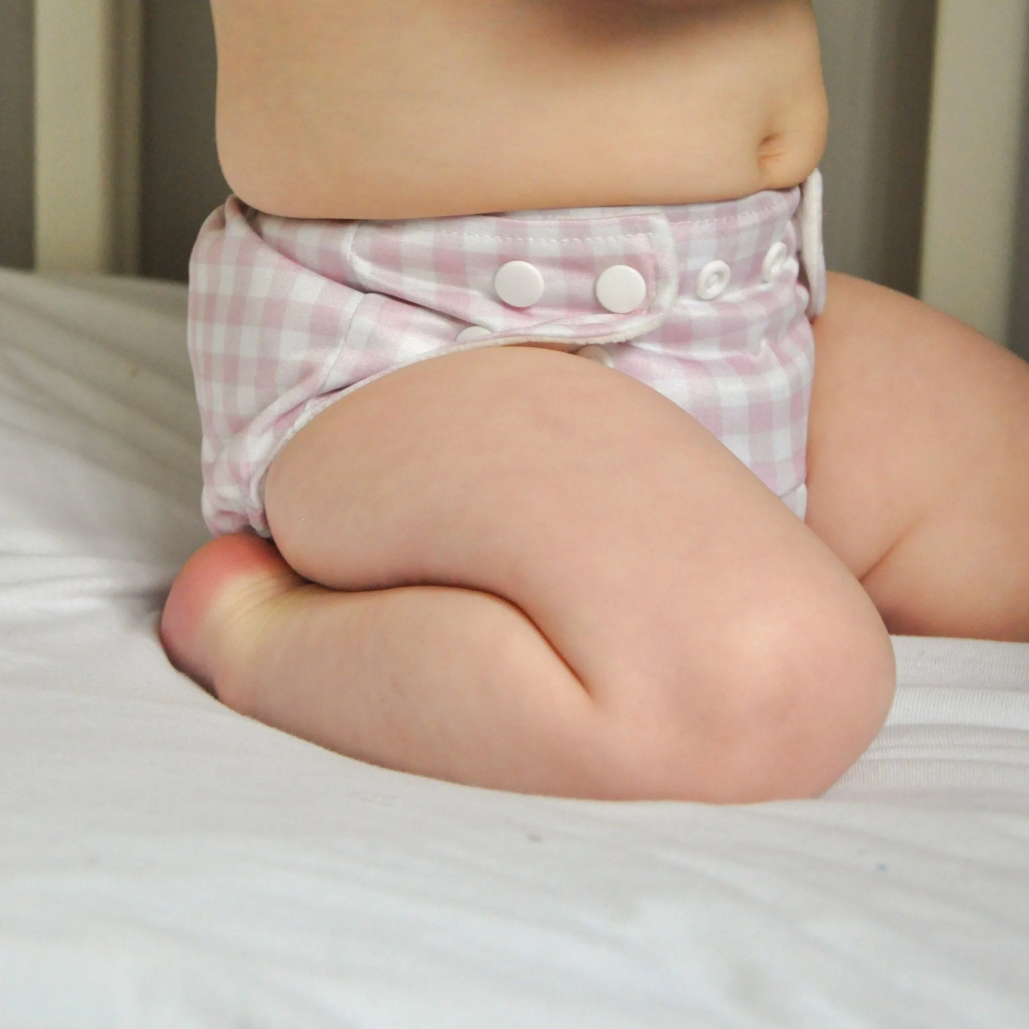 One Size All-In-One Reusable Cloth Nappy - Rose Gingham - Image 8