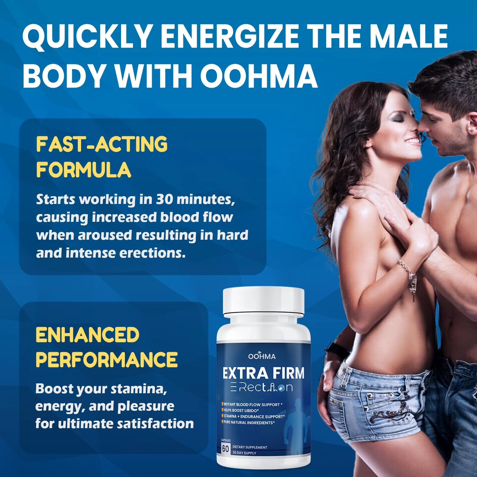Oohma Male Enhancing Supplement – Fast-Acting Blood Flow, Length & Girth, Stamina | 3rd-Party Tested - Image 2