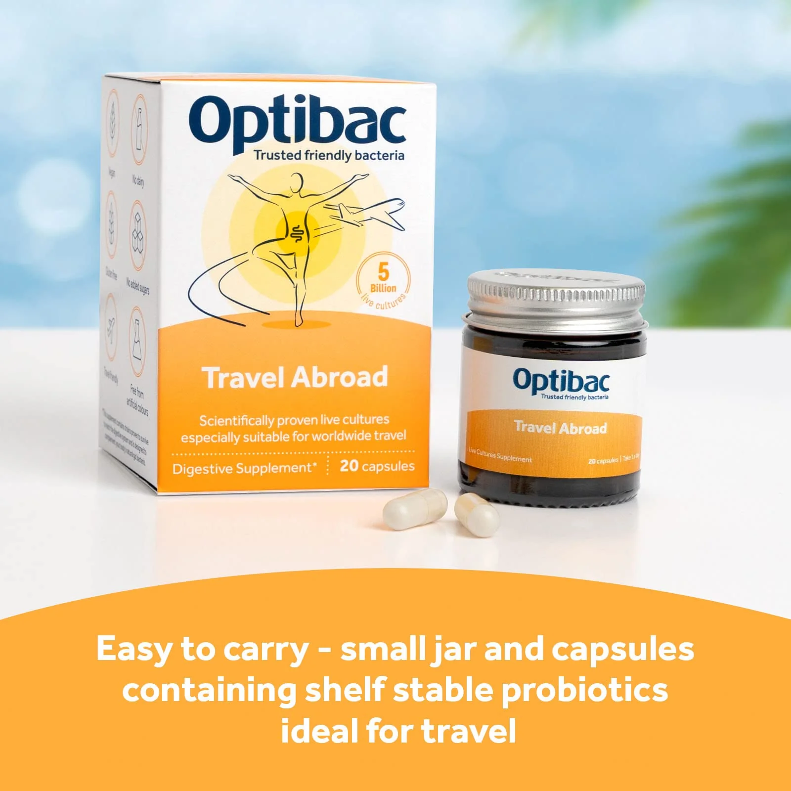 Optibac Probiotics for Travelling Abroad PMP UK 20 Vegetarian Capsules - Image 4