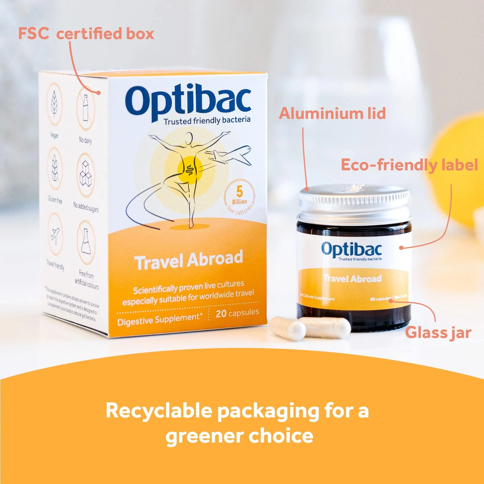 Optibac Probiotics for Travelling Abroad PMP UK 20 Vegetarian Capsules - Image 6