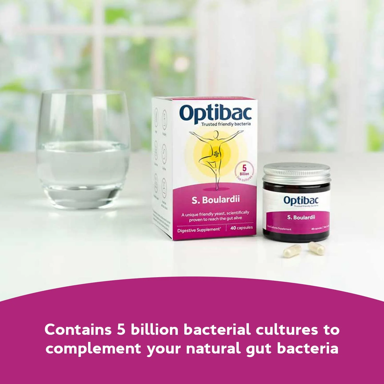 OptiBac Saccharomyces boulardii | 5 Billion Live Cultures | Vegan & Gluten Free | 80 Capsules - Image 3