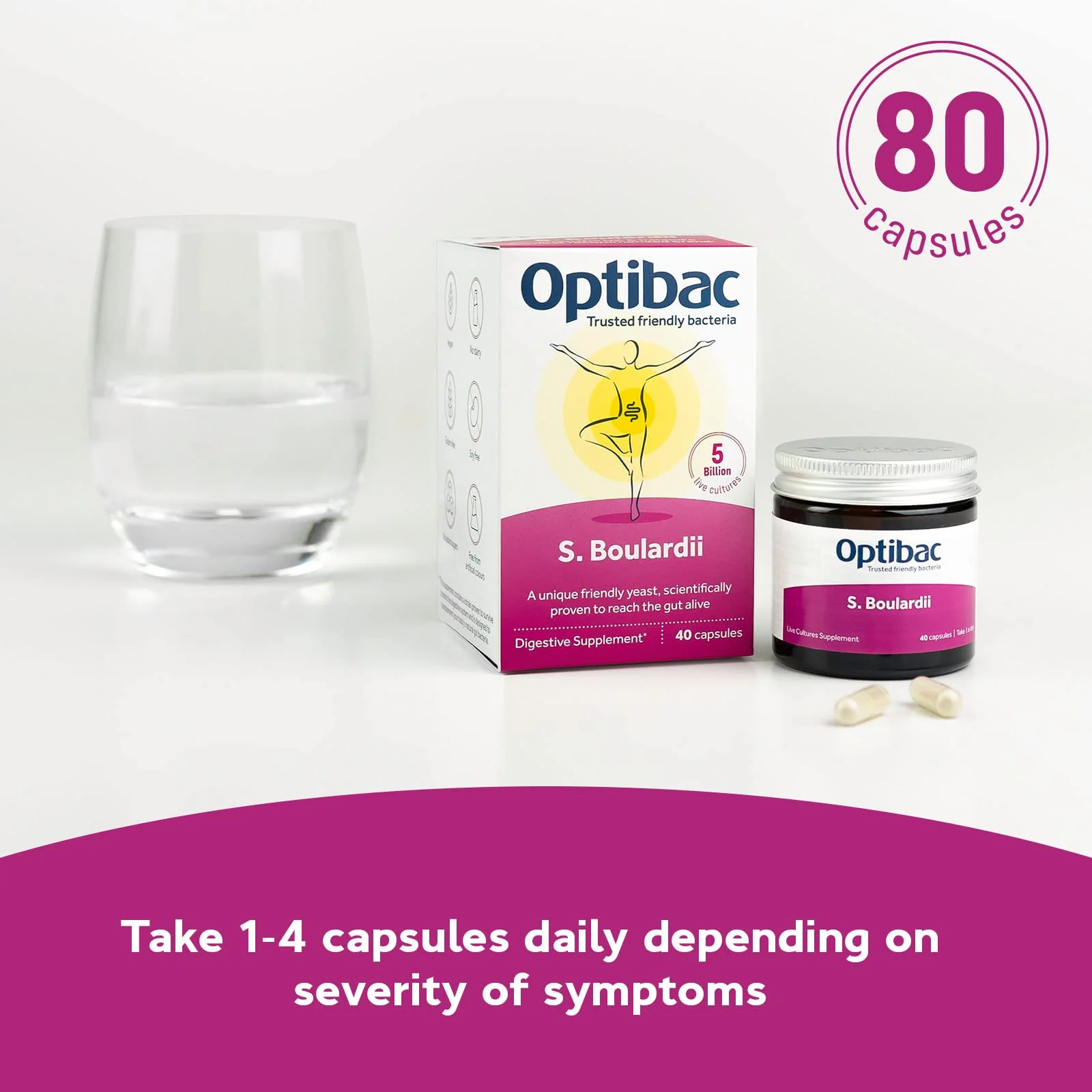 OptiBac Saccharomyces boulardii | 5 Billion Live Cultures | Vegan & Gluten Free | 80 Capsules - Image 5
