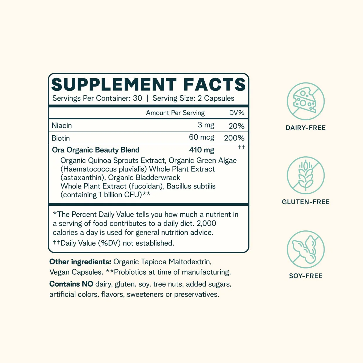 Ora Organic BeYouTiful Hair, Skin & Nails – 60 Vegan Capsules - Image 4