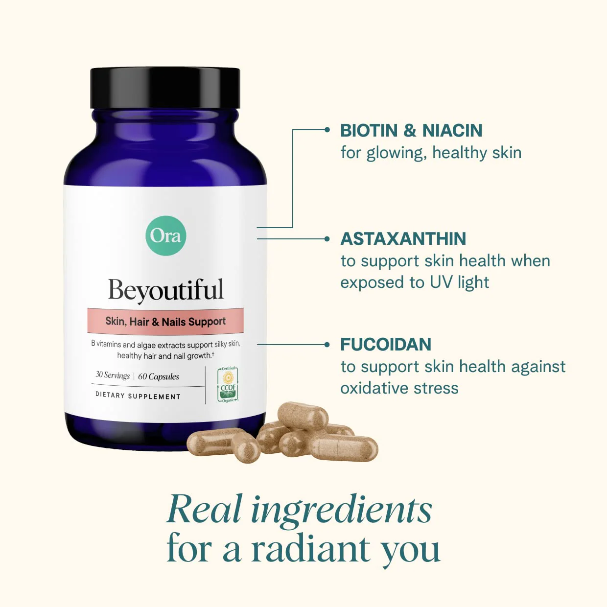 Ora Organic BeYouTiful Hair, Skin & Nails – 60 Vegan Capsules - Image 6