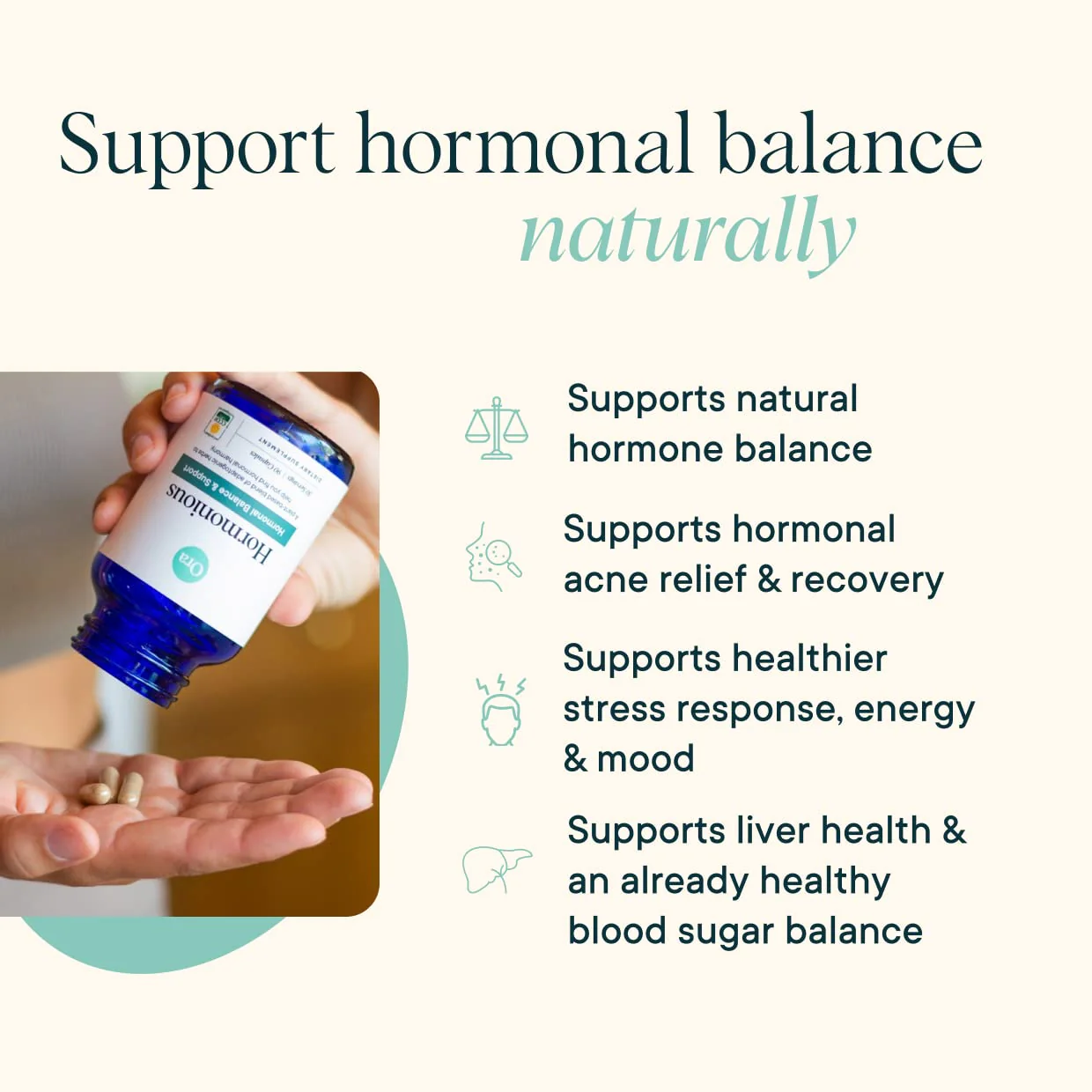 Ora Organic Hormone Balance for Women | Hormonal Acne & PMS Support | 90 Capsules - Image 9