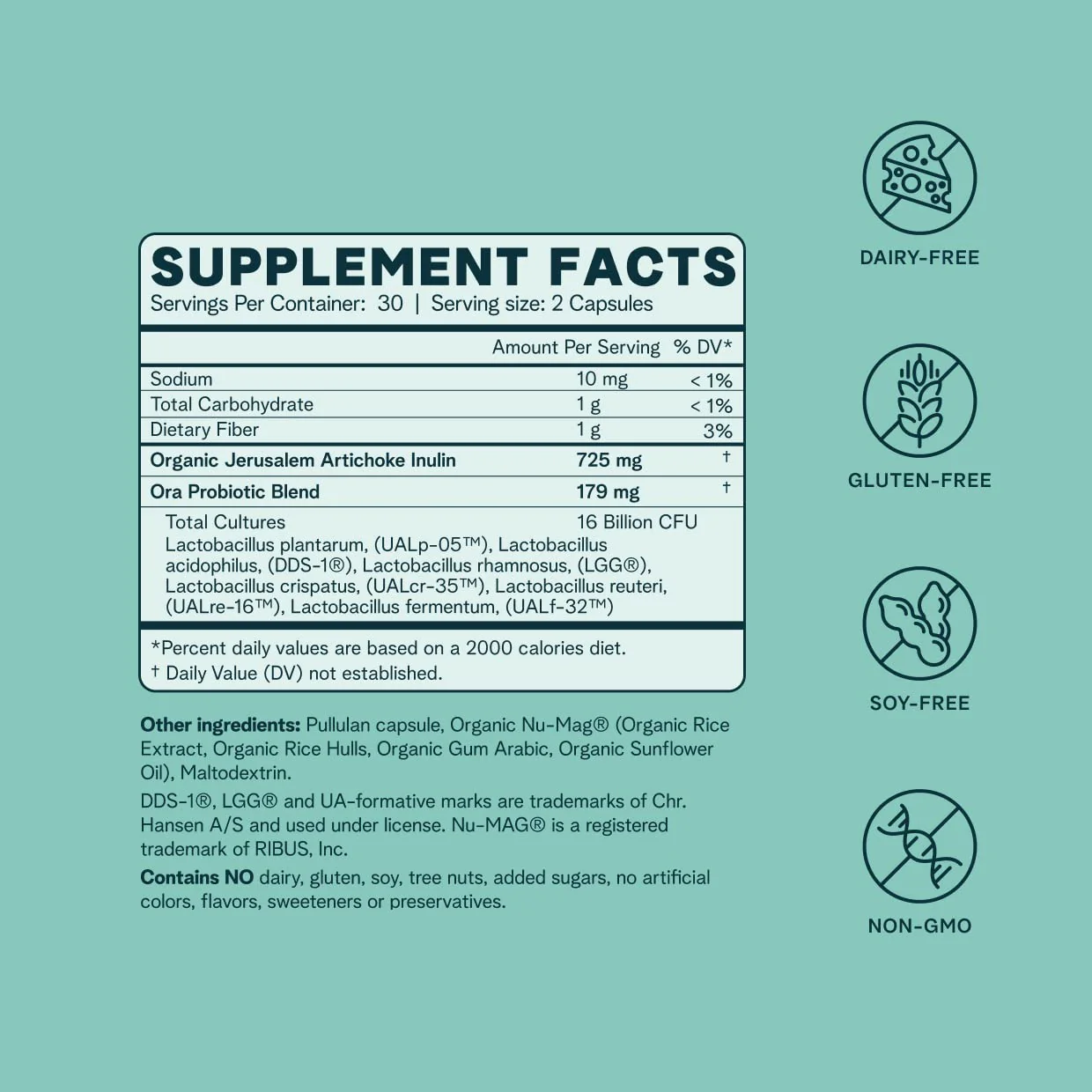 Ora Organic Prebiotics & Probiotics for Women — 16B CFU, 6 Strains, 60 Vegan Capsules - Image 4