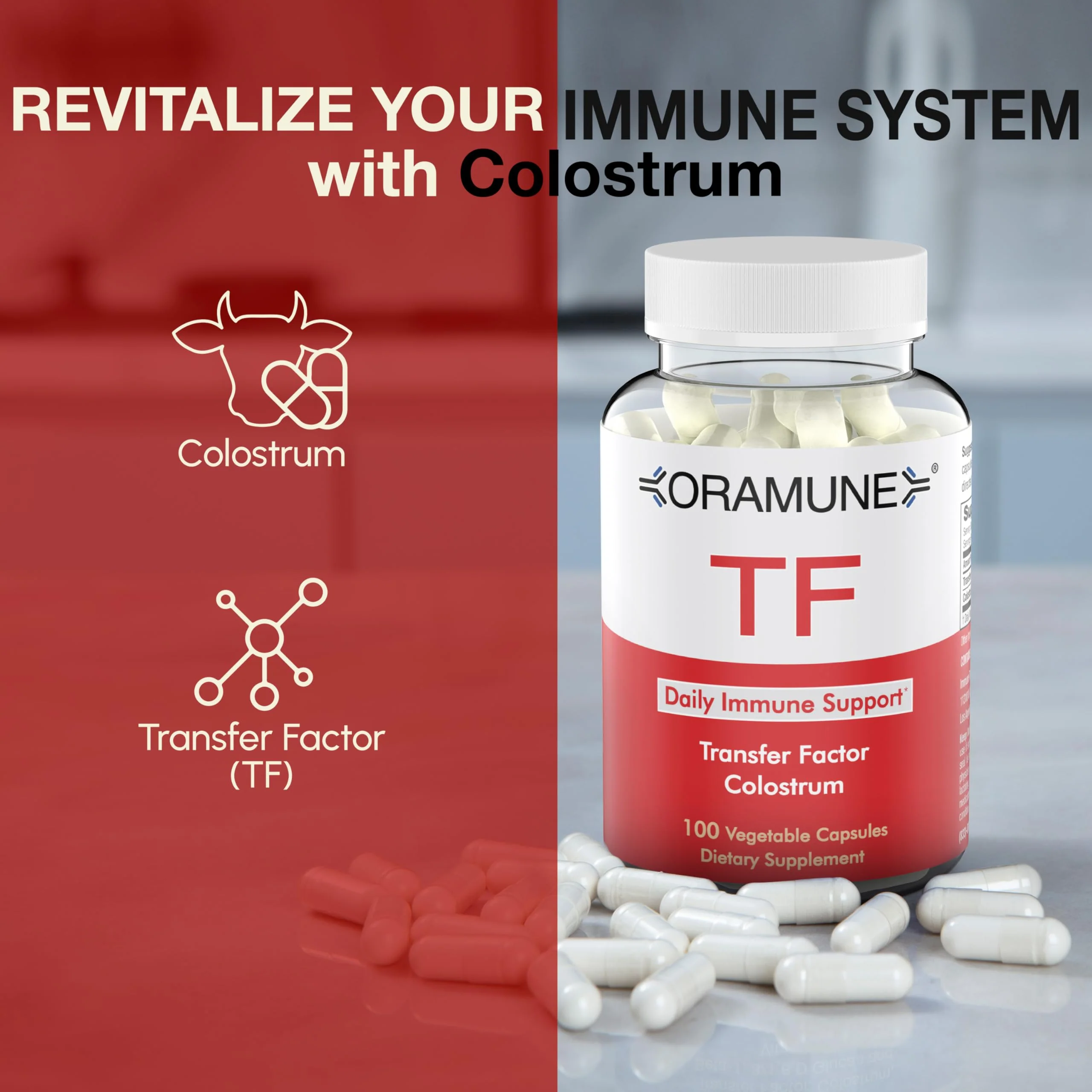 Oramune Transfer Factor & Colostrum Supplement | Bovine Colostrum Capsules for Immunity & Wellness - 100 Capsules - Image 11