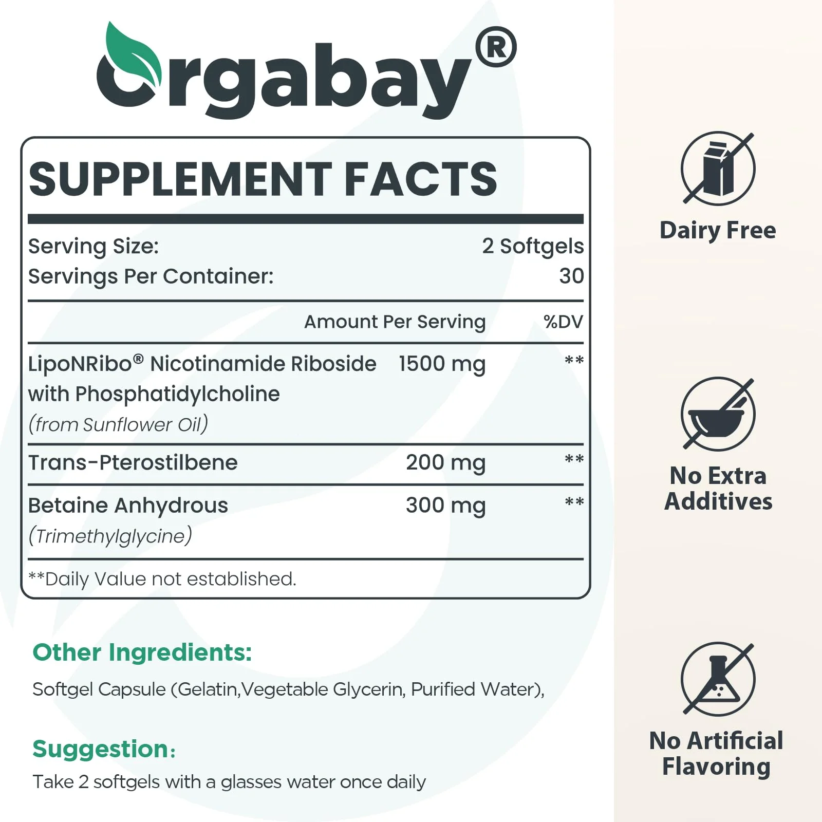 Orgabay Liposomal NAD+ Supplement 500 mg | High Absorption with 250 mg TMG per Softgel | 120 Softgels - Image 10