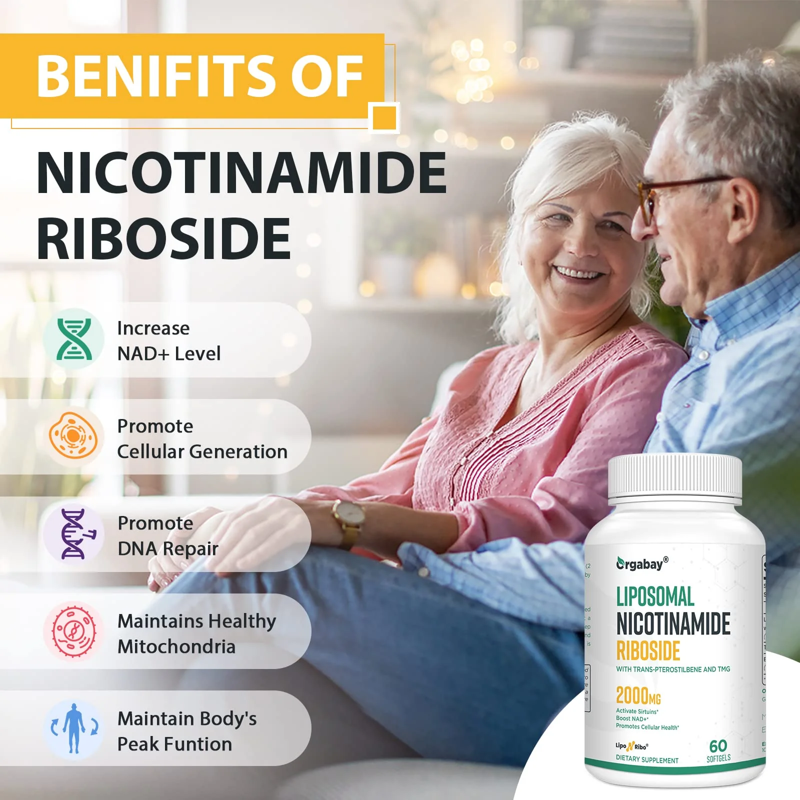 Orgabay Liposomal Nicotinamide Riboside 2000 MG with TMG & Pterostilbene | NAD+ Support, 240 Count - Image 12