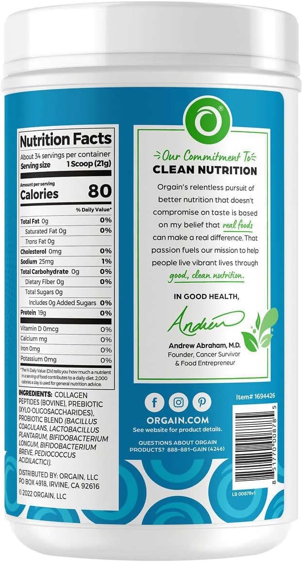 Orgain Collagen + Superfoods with 20g Grass-Fed Collagen & Vitamin C — Unflavored, 25.6 oz - Image 5