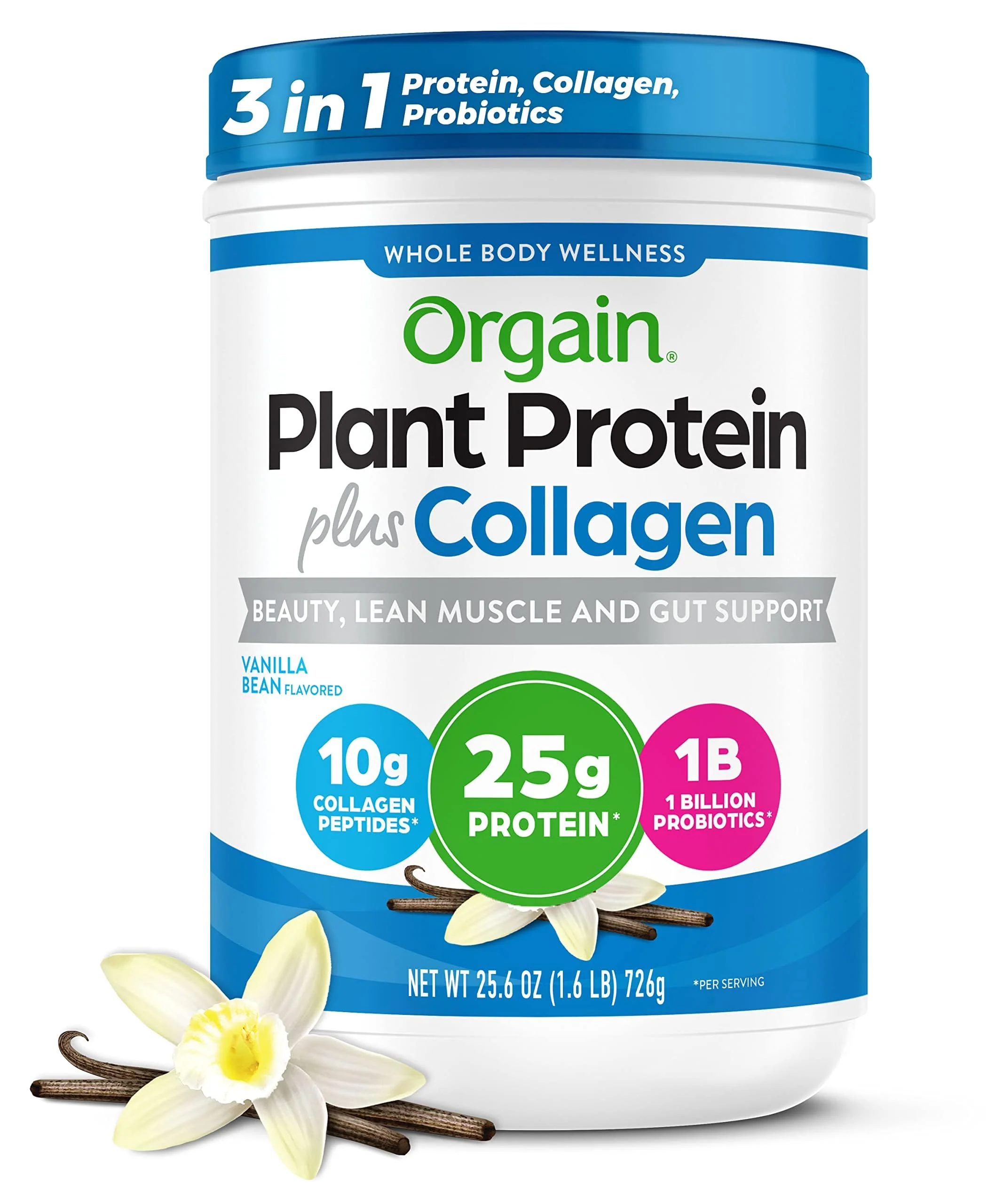Orgain Protein Powder + Collagen, Vanilla Bean — 25g Protein, 10g Collagen, 1B Probiotics, Gluten Free - Image 8