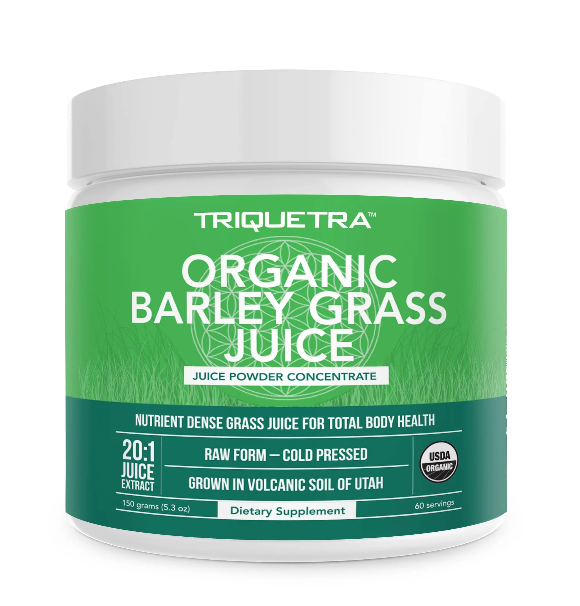 Organic Barley Grass Juice Powder – Utah Volcanic Soil, Raw & BioActive, Cold-Pressed CO2 Dried, Gluten Free, GMO Free, Vegan – 5.3 oz