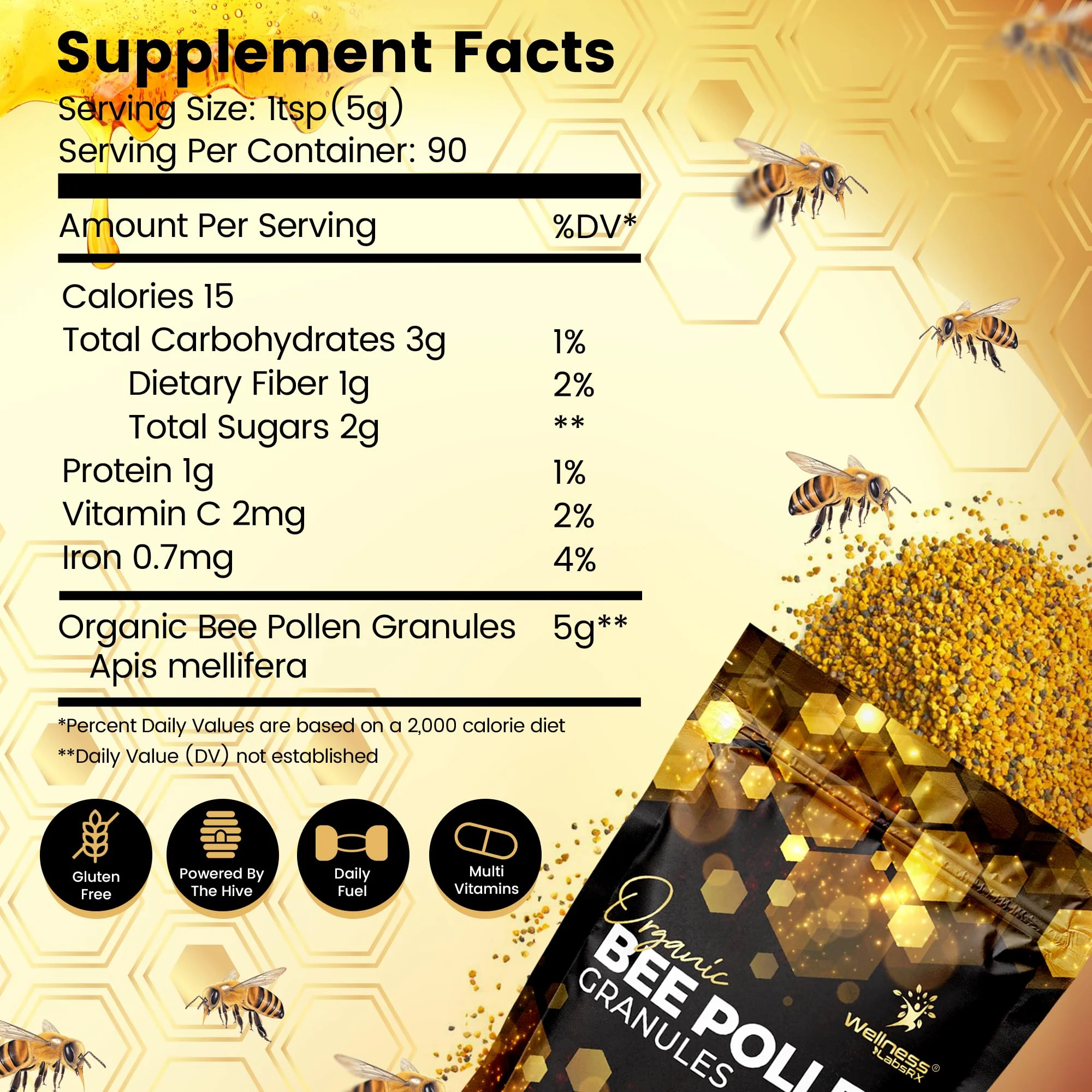 Organic Bee Pollen Granules 2 Lbs - WellnessLabsRx | Immune Support, Energy & Digestive Wellness - Gluten-Free - USA Made - Image 10