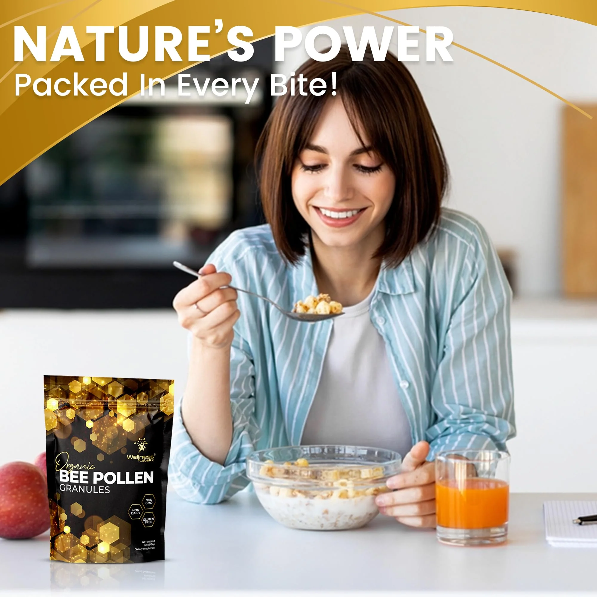 Organic Bee Pollen Granules 2 Lbs - WellnessLabsRx | Immune Support, Energy & Digestive Wellness - Gluten-Free - USA Made - Image 4