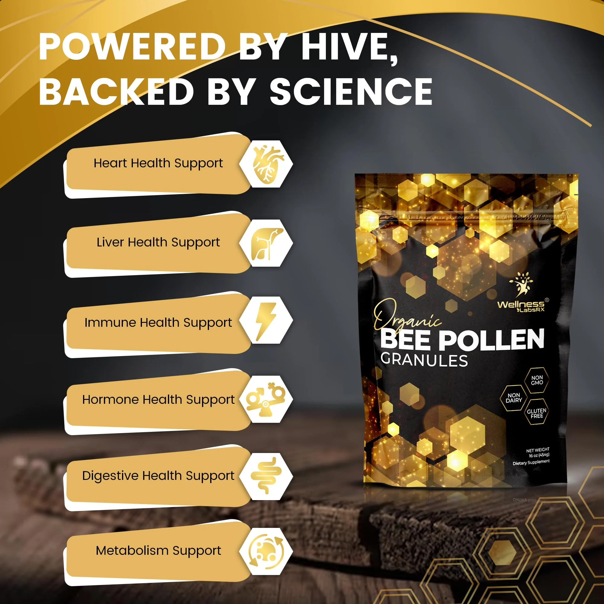 Organic Bee Pollen Granules 2 Lbs - WellnessLabsRx | Immune Support, Energy & Digestive Wellness - Gluten-Free - USA Made - Image 5