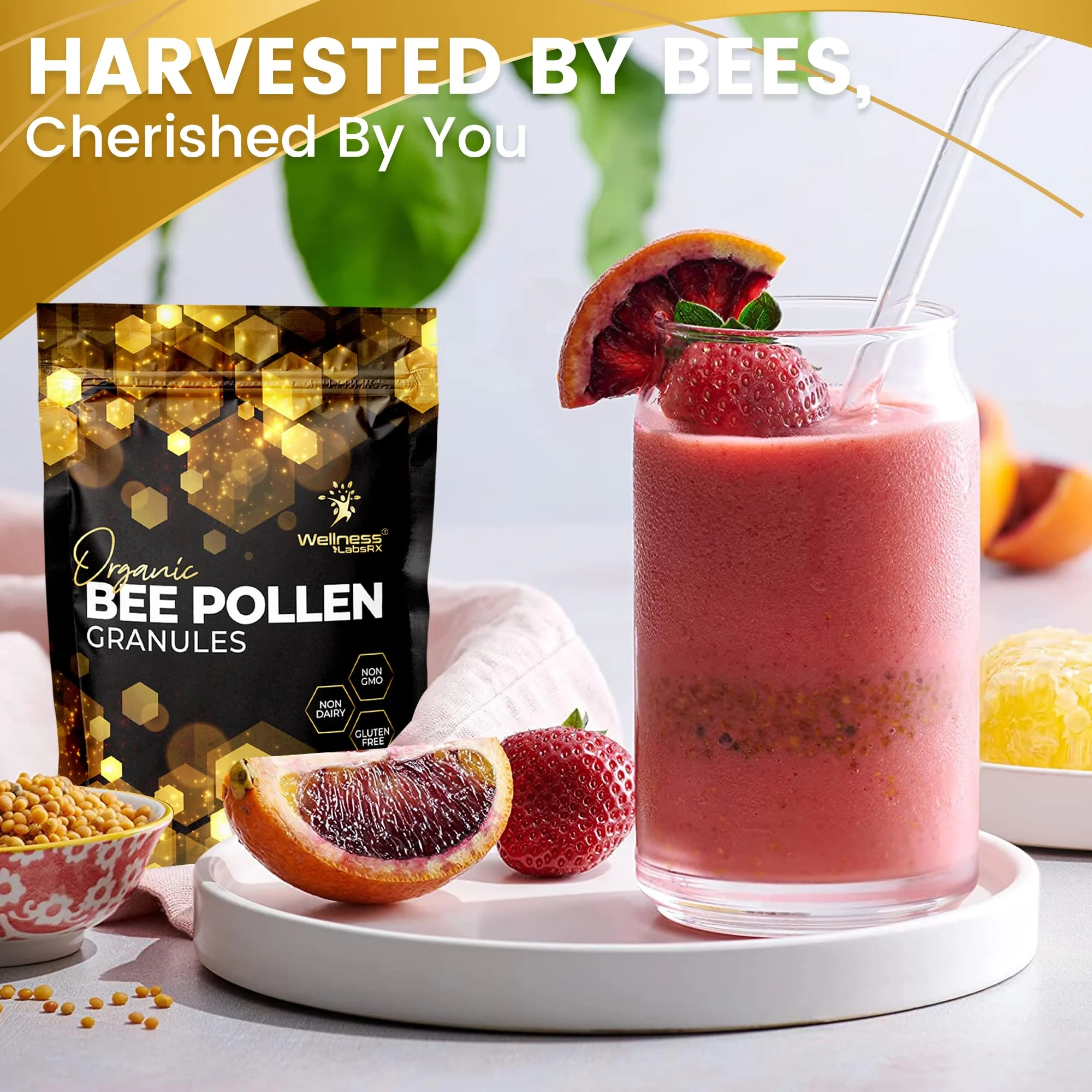 Organic Bee Pollen Granules 2 Lbs - WellnessLabsRx | Immune Support, Energy & Digestive Wellness - Gluten-Free - USA Made - Image 8
