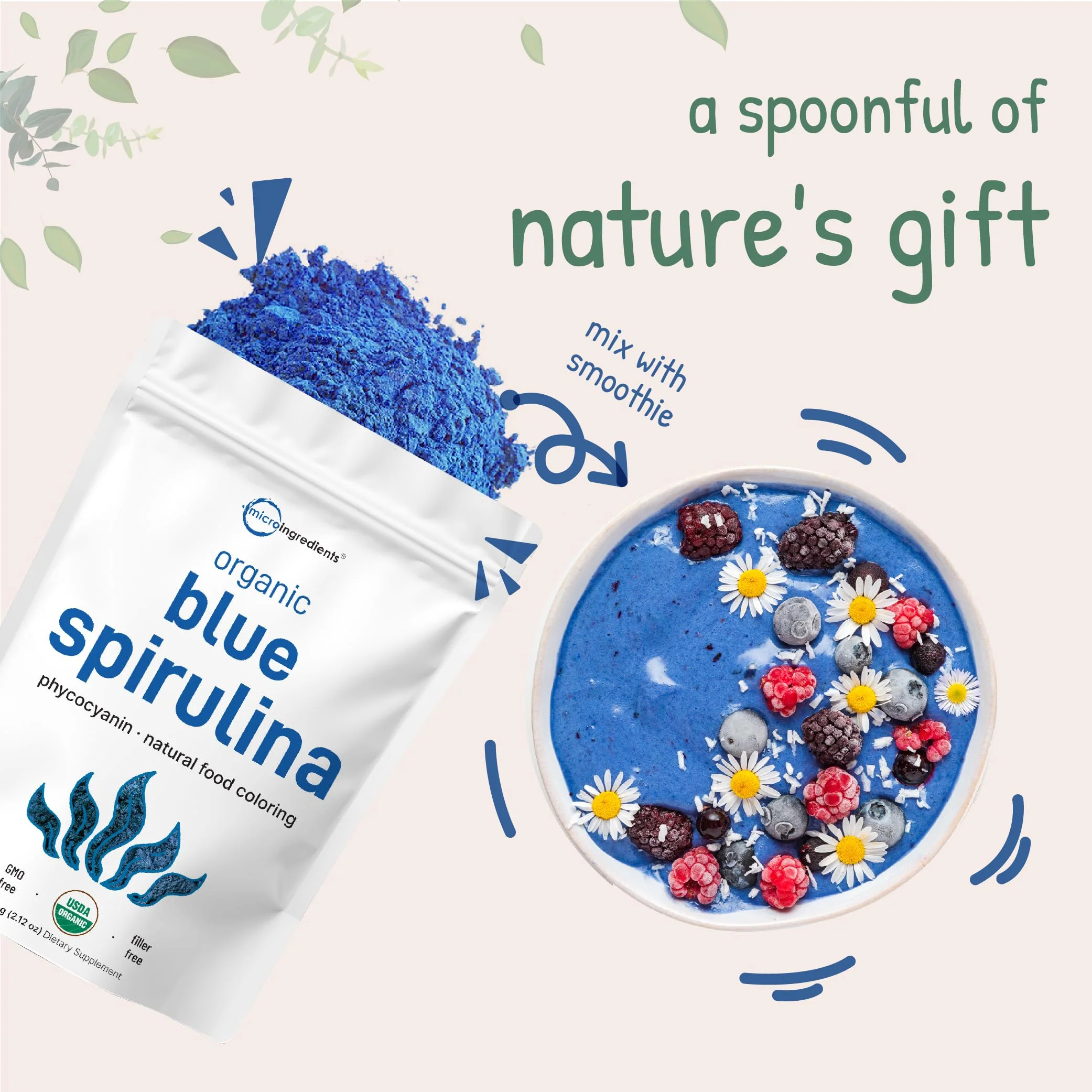 Organic Blue Spirulina Powder (Phycocyanin Extract) – 60 Servings – 100% Vegan - Image 4
