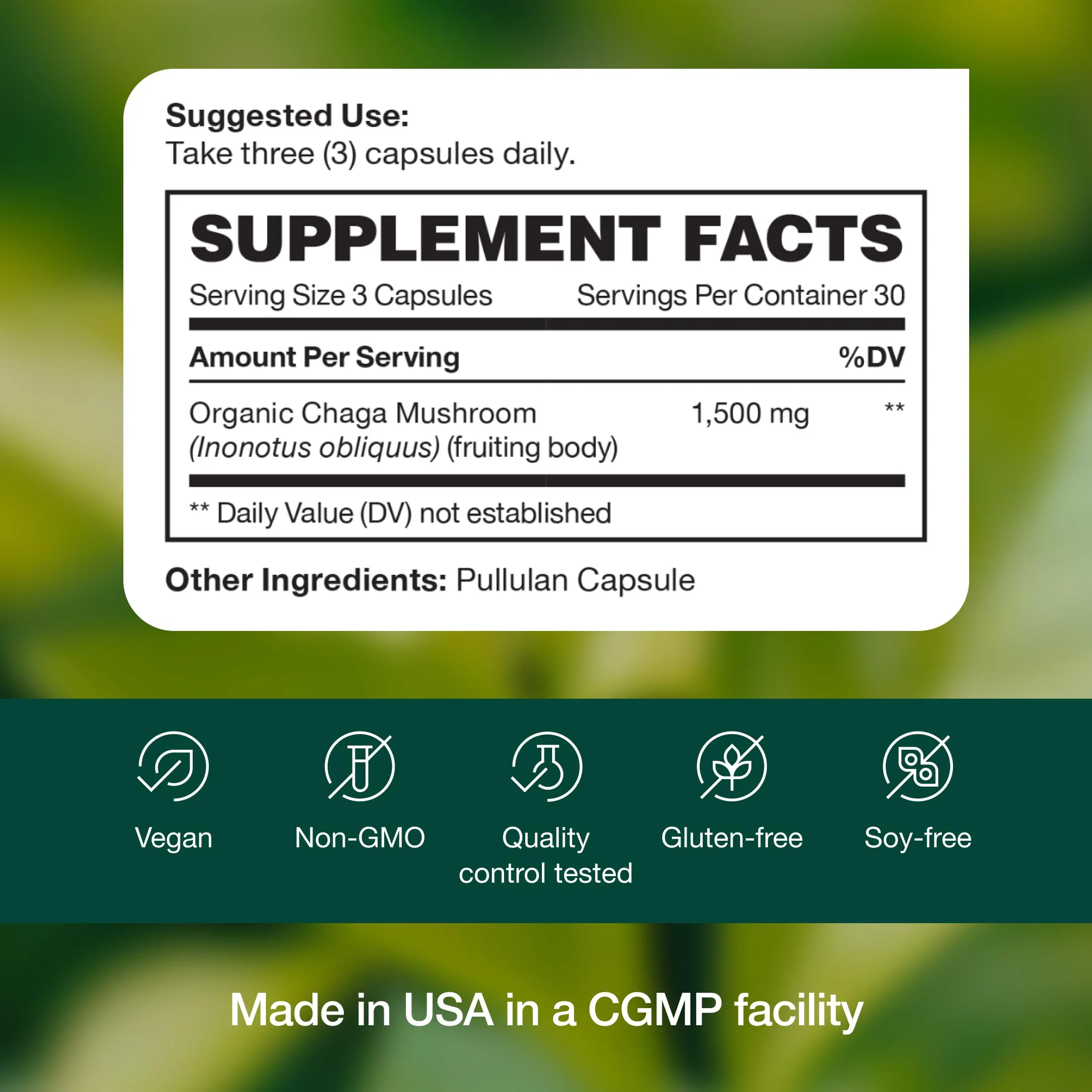 Organic Chaga Mushrooms – DNA Verified 1500mg per Serving – Non-GMO, Gluten & Soy Free, Vegan (Pack of 2) - Image 8